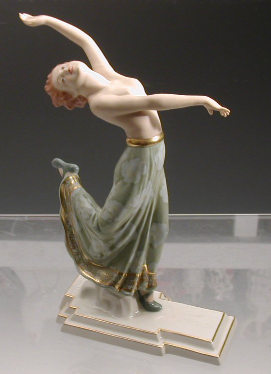 A Royal Dux Art Deco figure modelled by Schaff