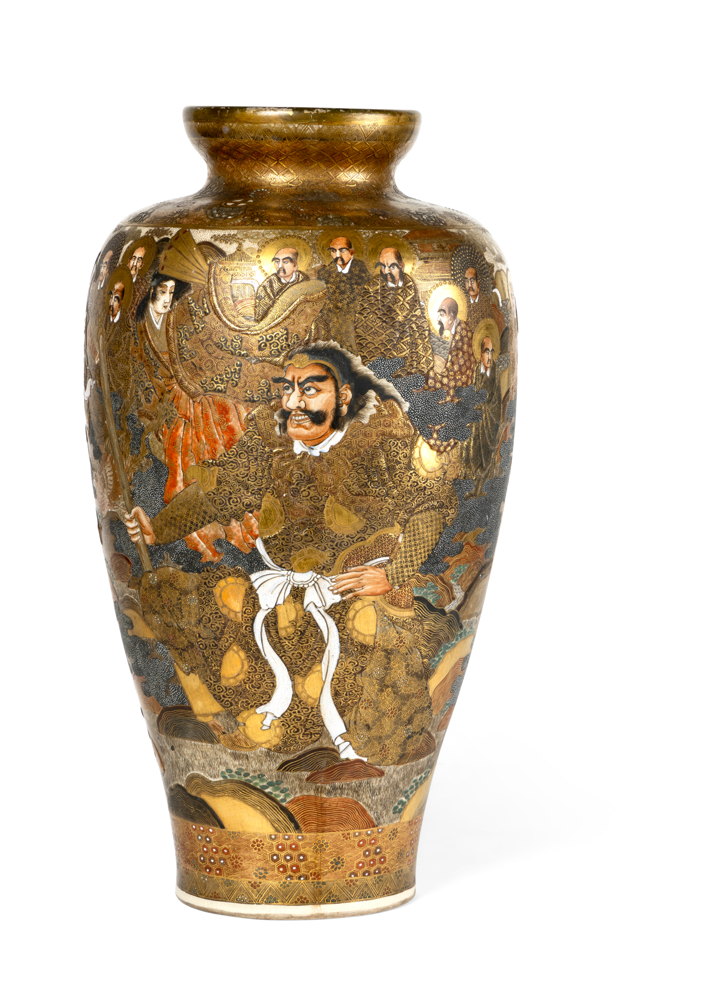 LARGE JAPANESE SATSUMA 'RAKAN' VASE