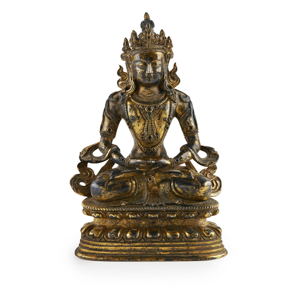 GILT-BRONZE FIGURE OF AMITAYUS