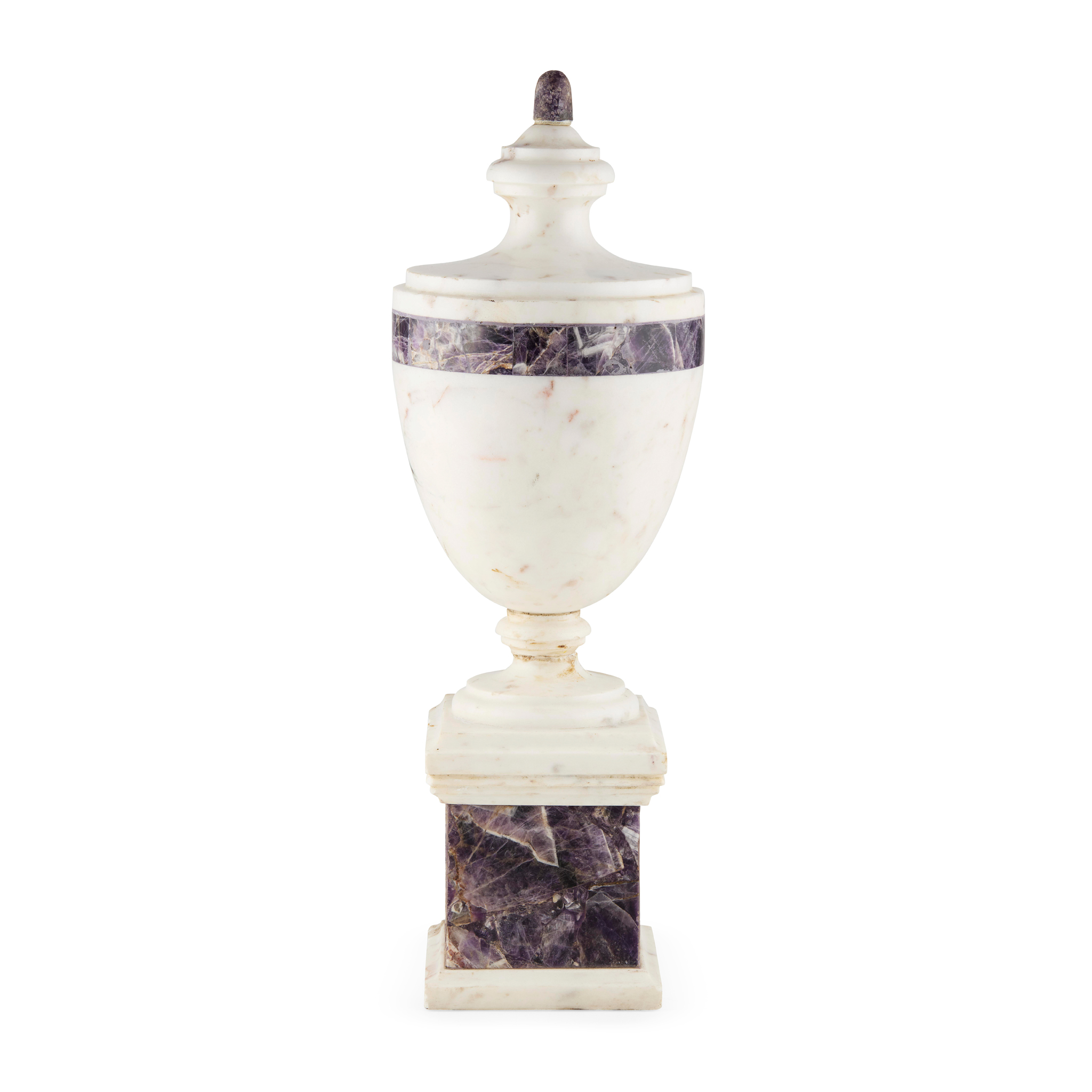 LARGE WHITE MARBLE AND FLUORSPAR URN