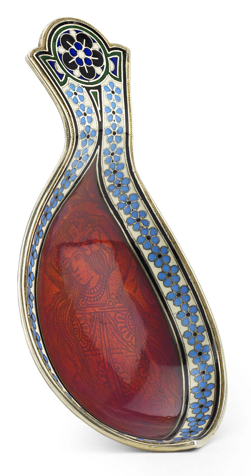 A Russian silver-gilt and cloisonné enamel kovsch