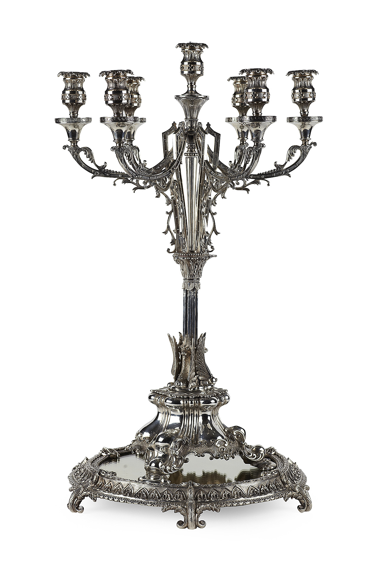 VICTORIAN ELECTROPLATED SEVEN LIGHT CANDELABRUM