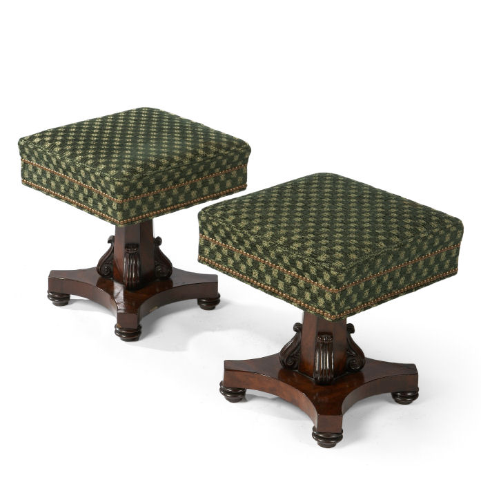 A pair of 19th century mahogany stools