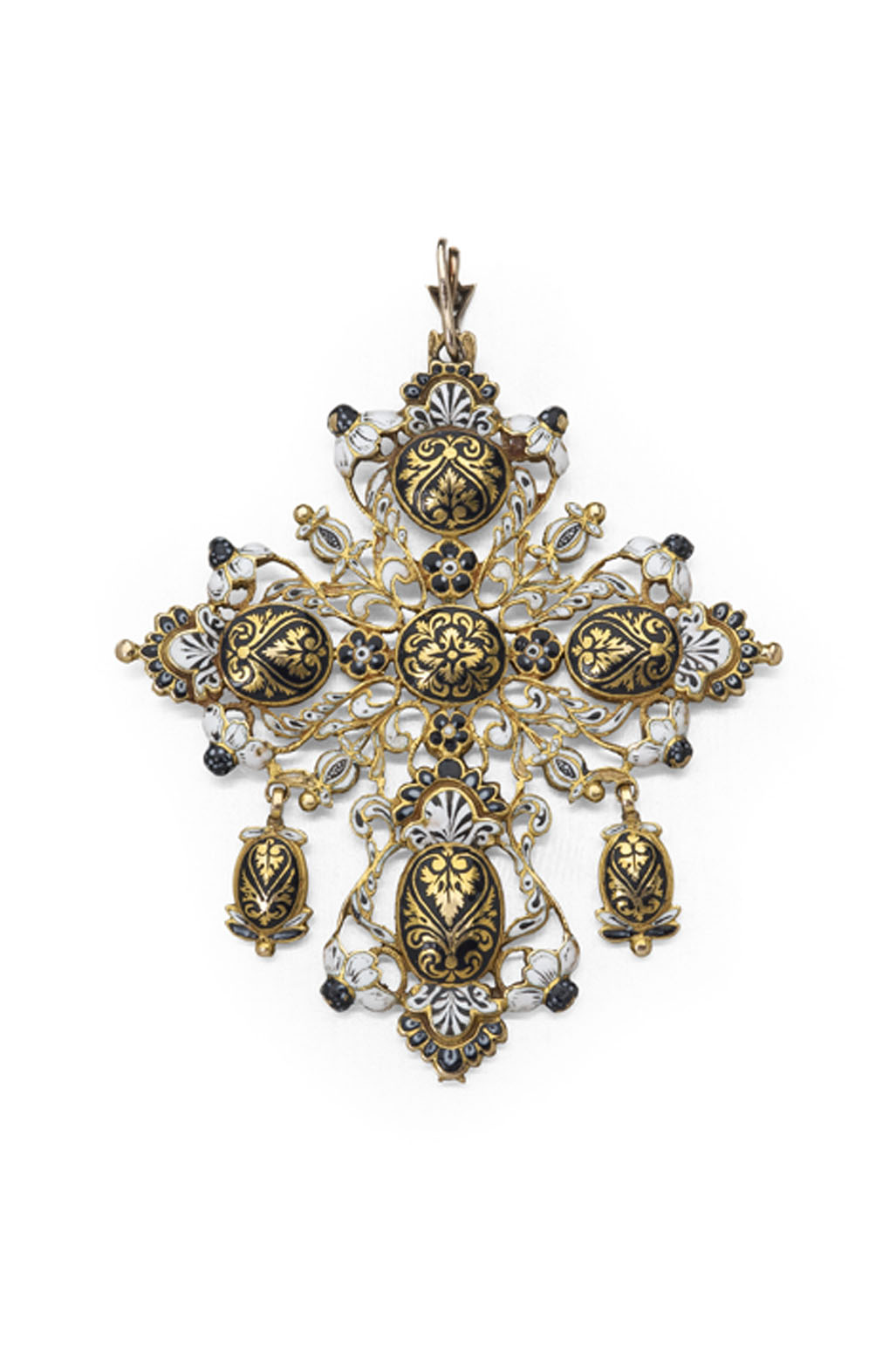 A late 19th century multi-gem set and enamelled pendant,