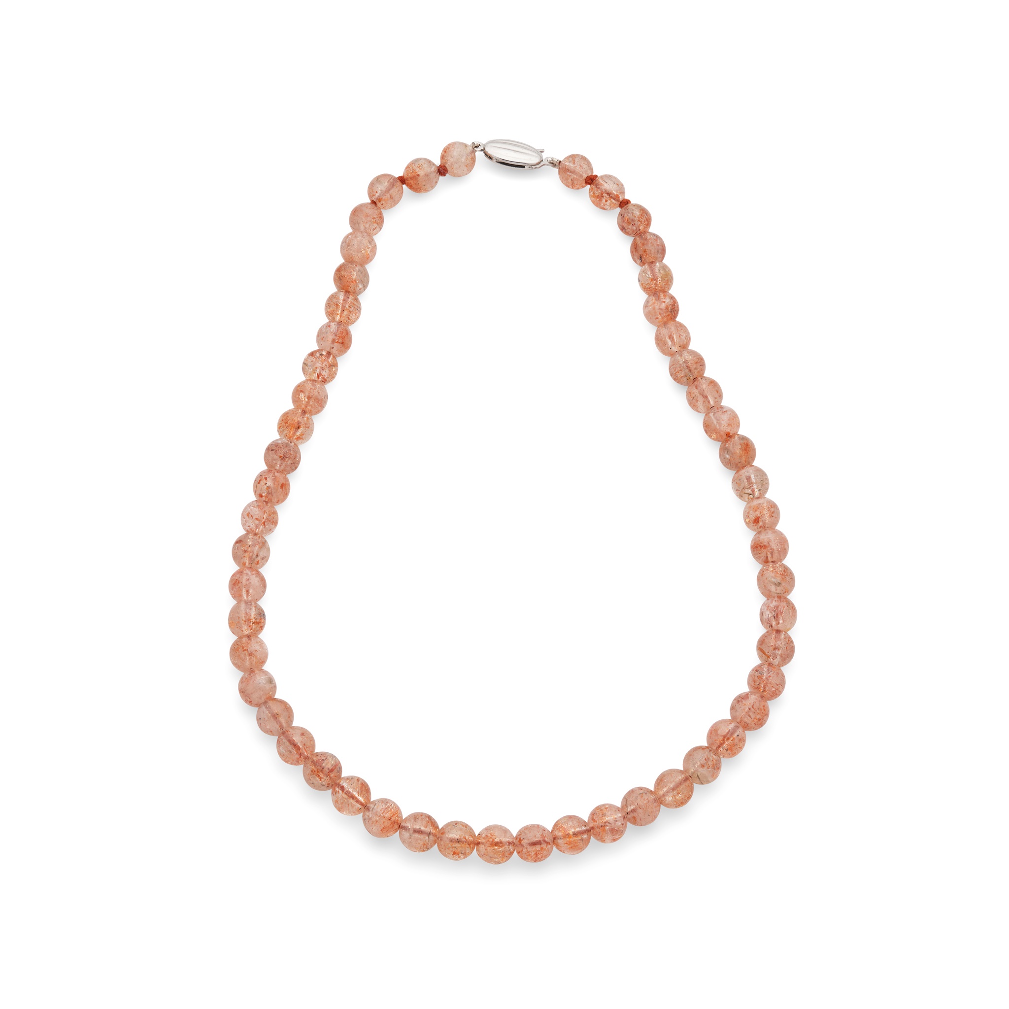 A sunstone bead necklace