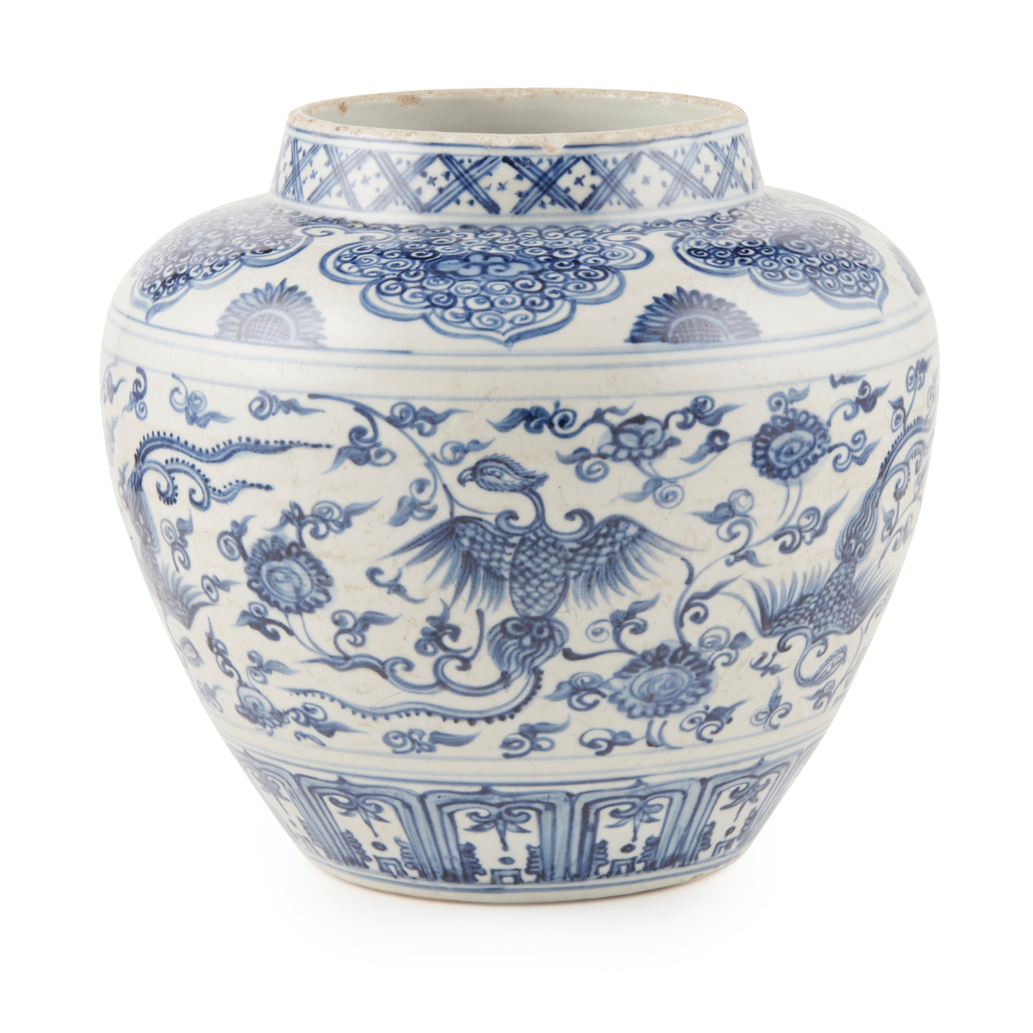 BLUE AND WHITE 'PHEONIX' JAR