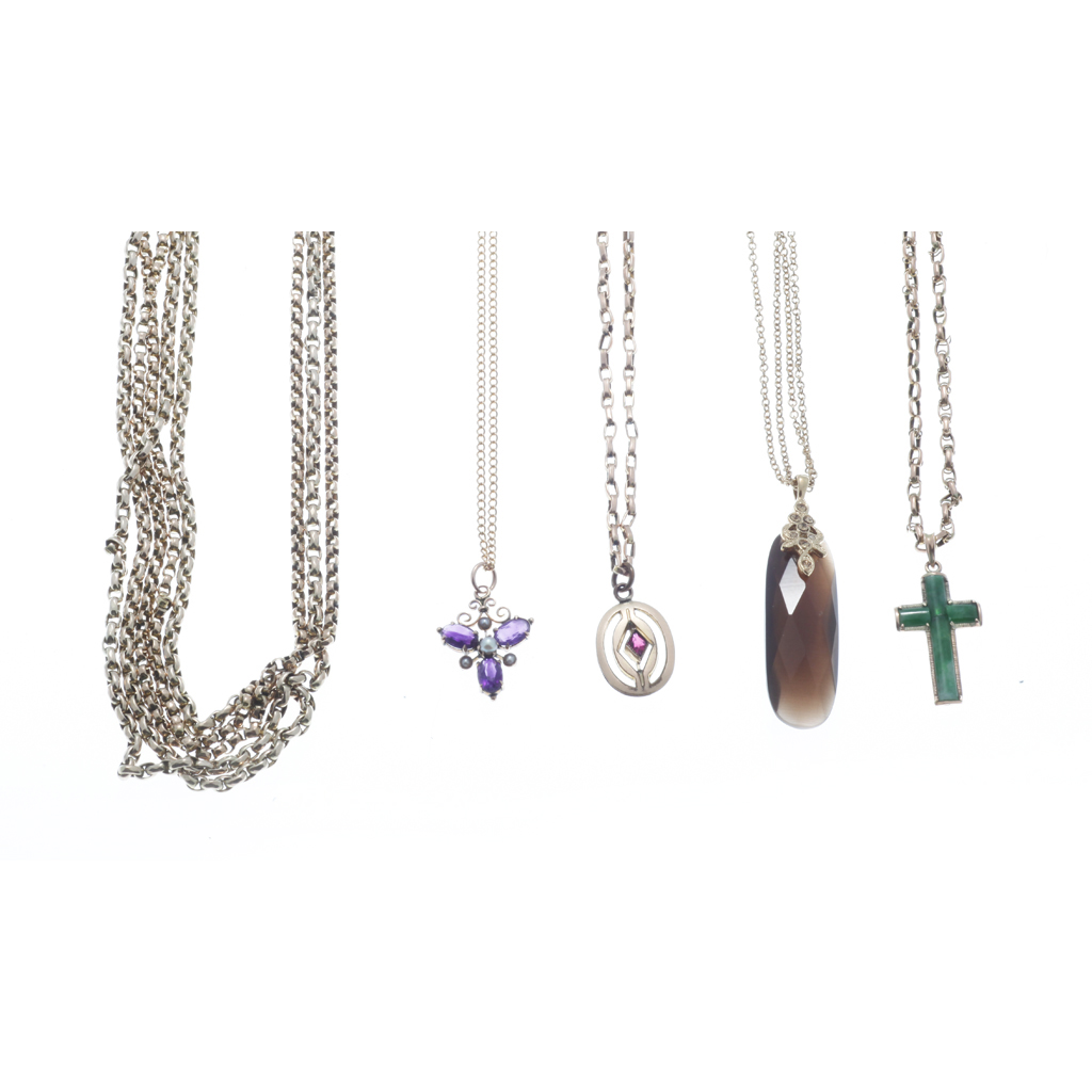 A collection of neck chains