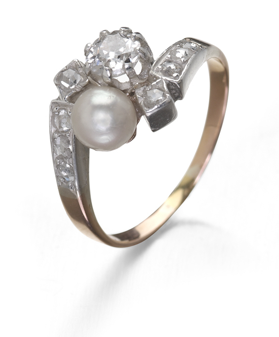 An early 20th century pearl and diamond ring,