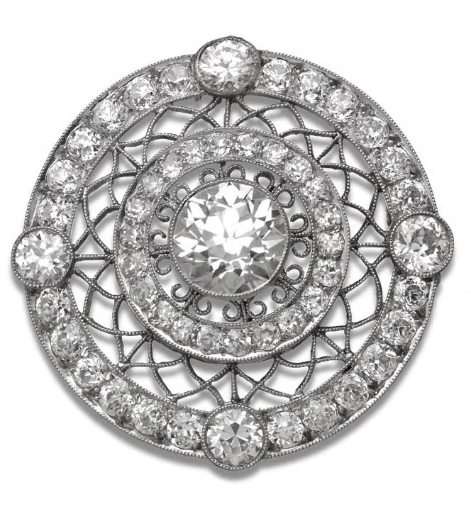 An early 20th century platinum mounted diamond brooch,
