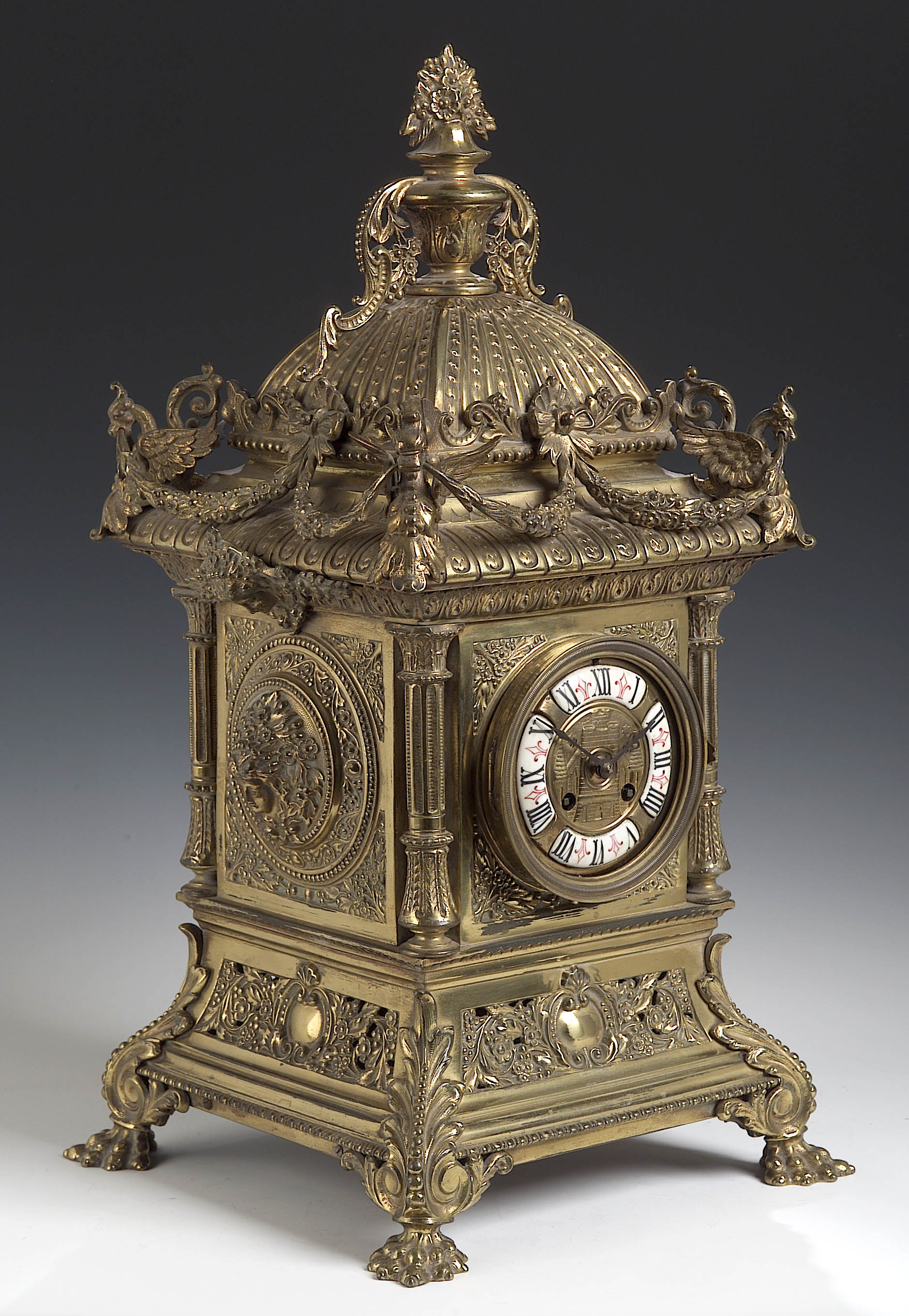 A 19th century brass mantel clock