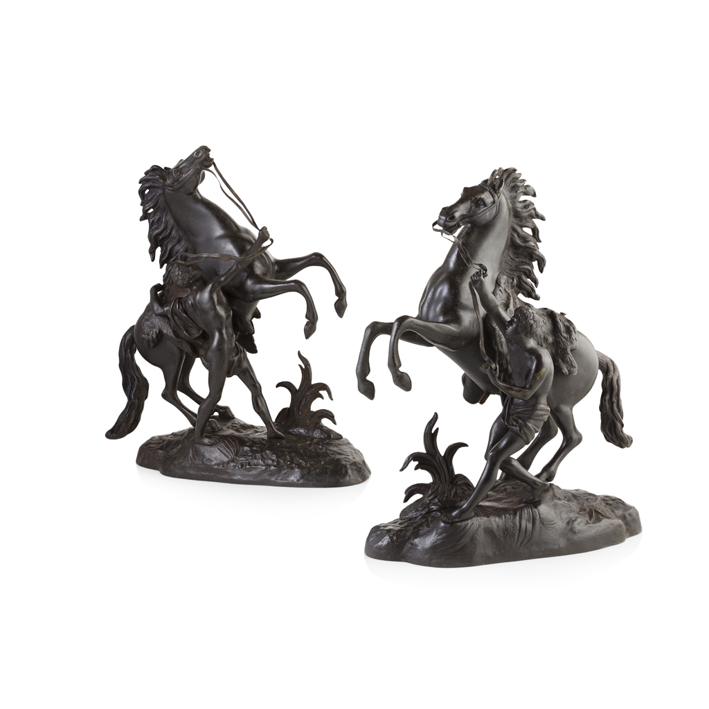 PAIR OF BRONZE MARLY HORSES, AFTER COUSTOU