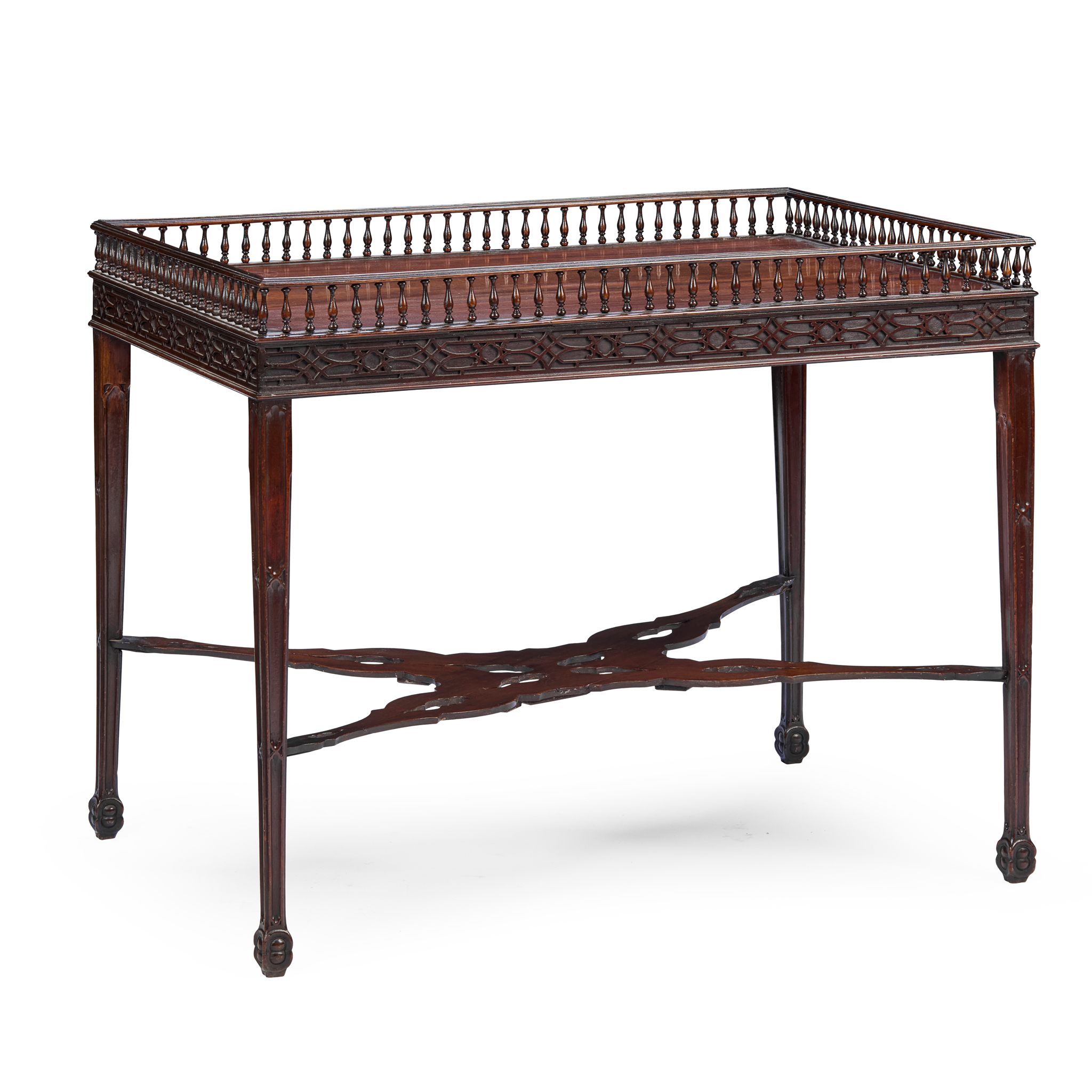 GEORGE III STYLE MAHOGANY SILVER TABLE