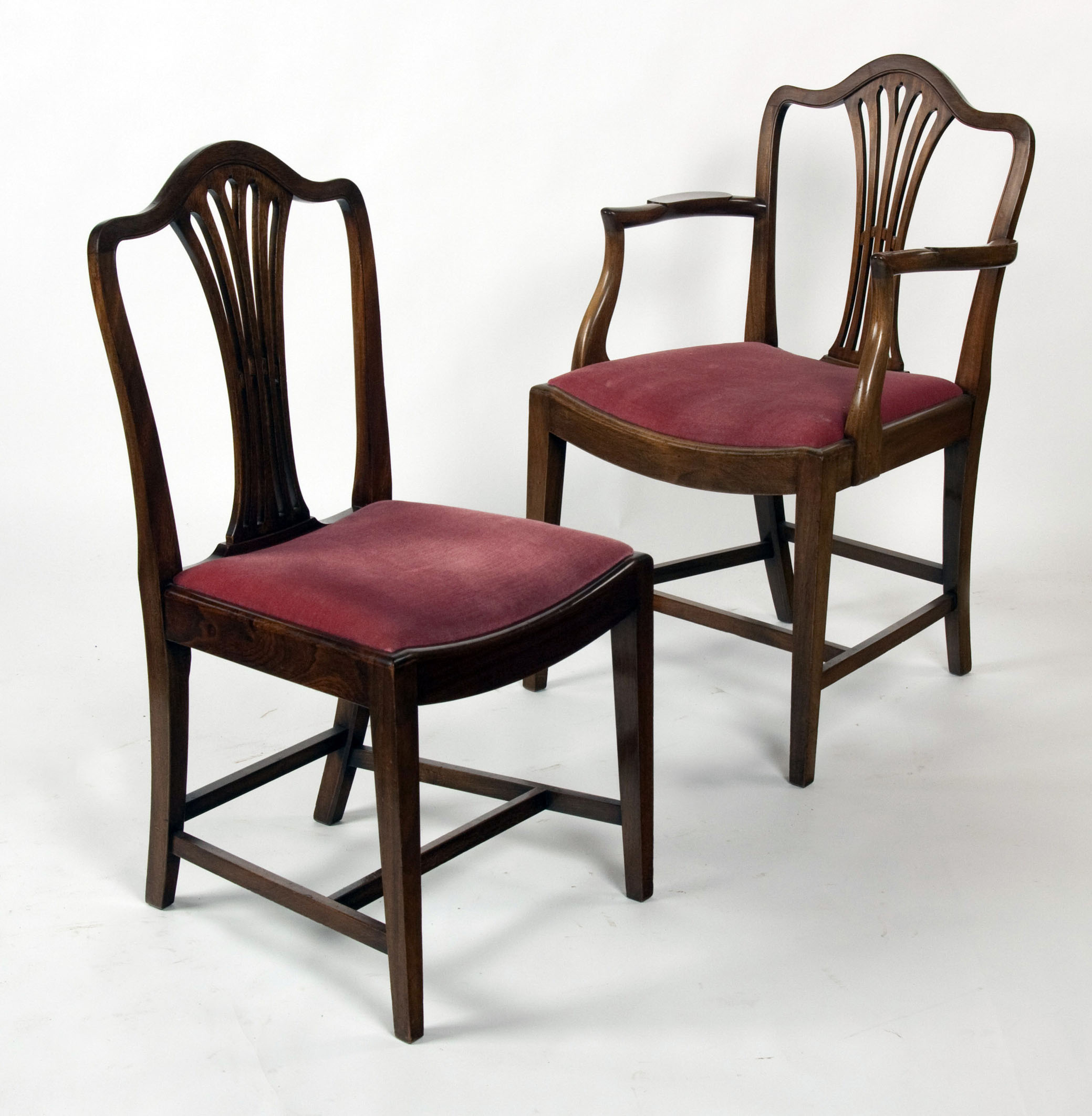 A set of eight late 20th century mahogany dining chairs