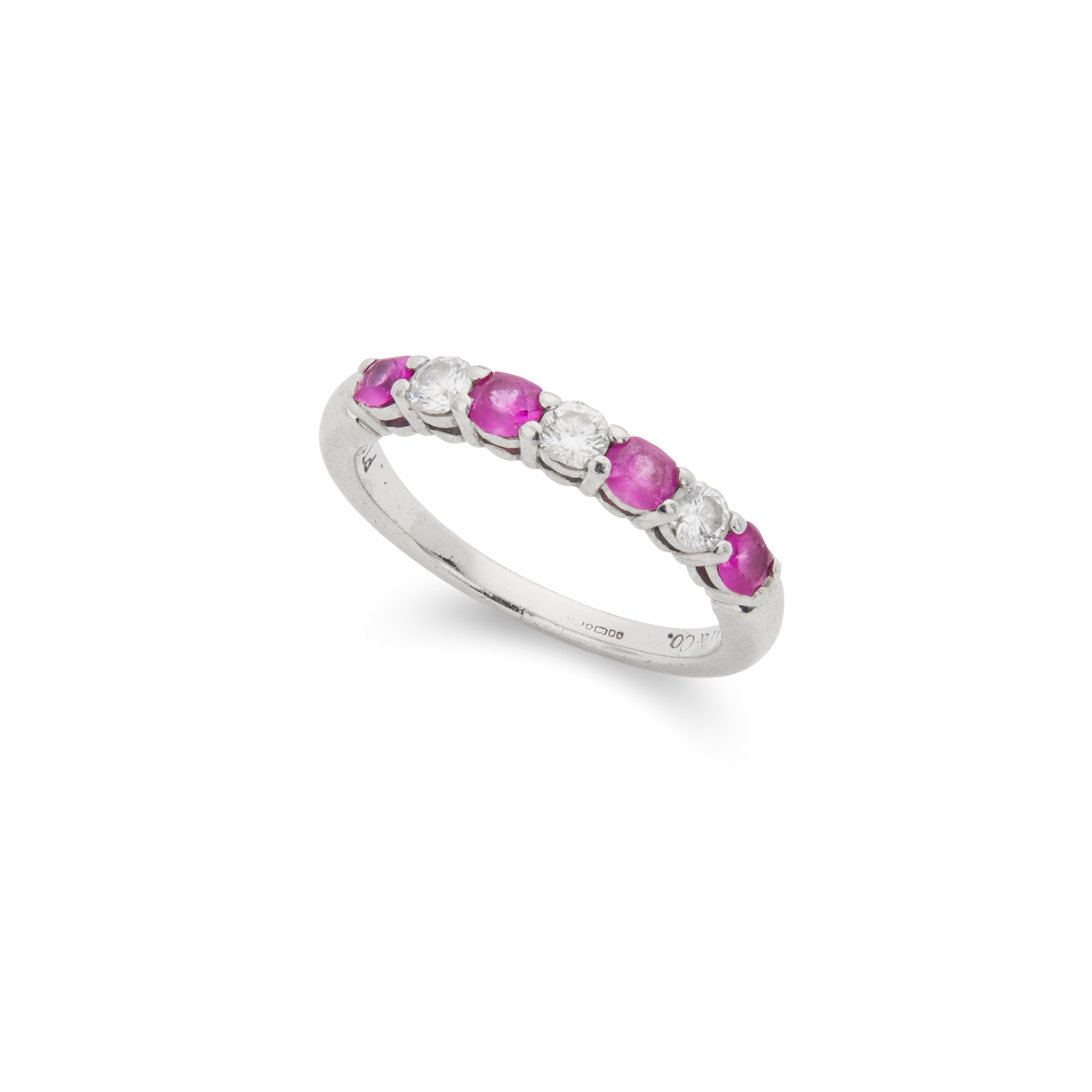 Tiffany & Co.: A pink sapphire and diamond half-hoop ring