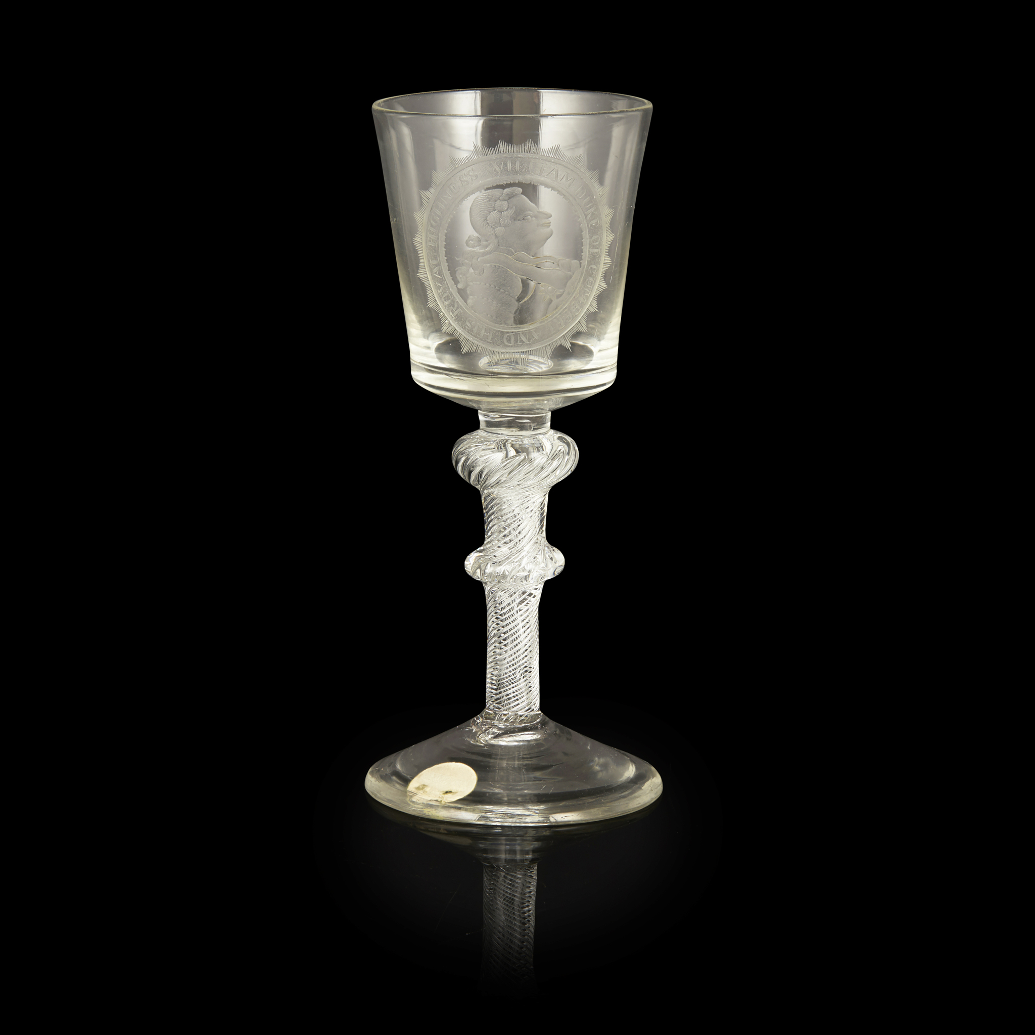 LARGE DUKE OF CUMBERLAND ENGRAVED GLASS GOBLET