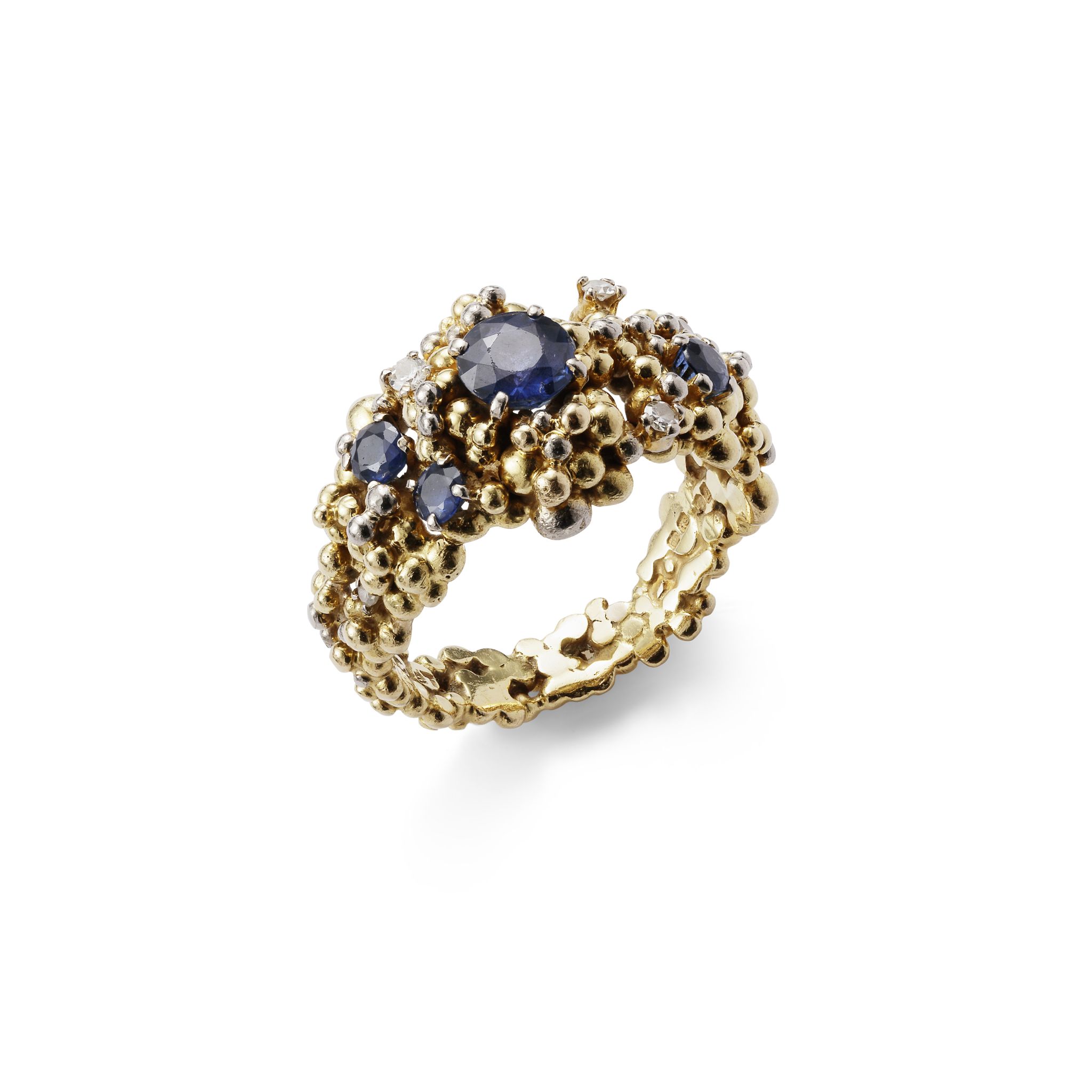 A sapphire and diamond-set ring, by Charles de Temple, 1968