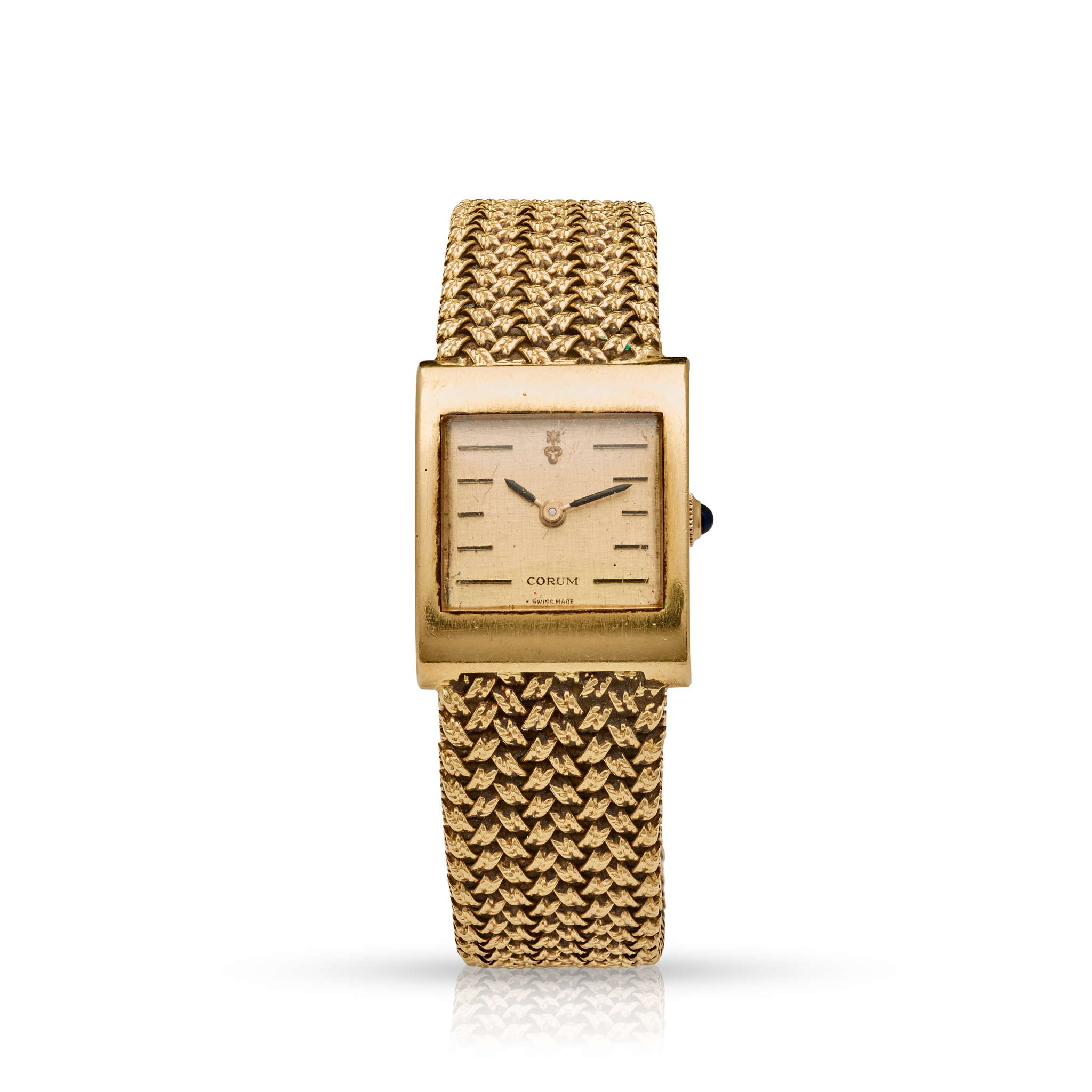 Corum. An unusual ladies 18k yellow gold mechanical bracelet watch