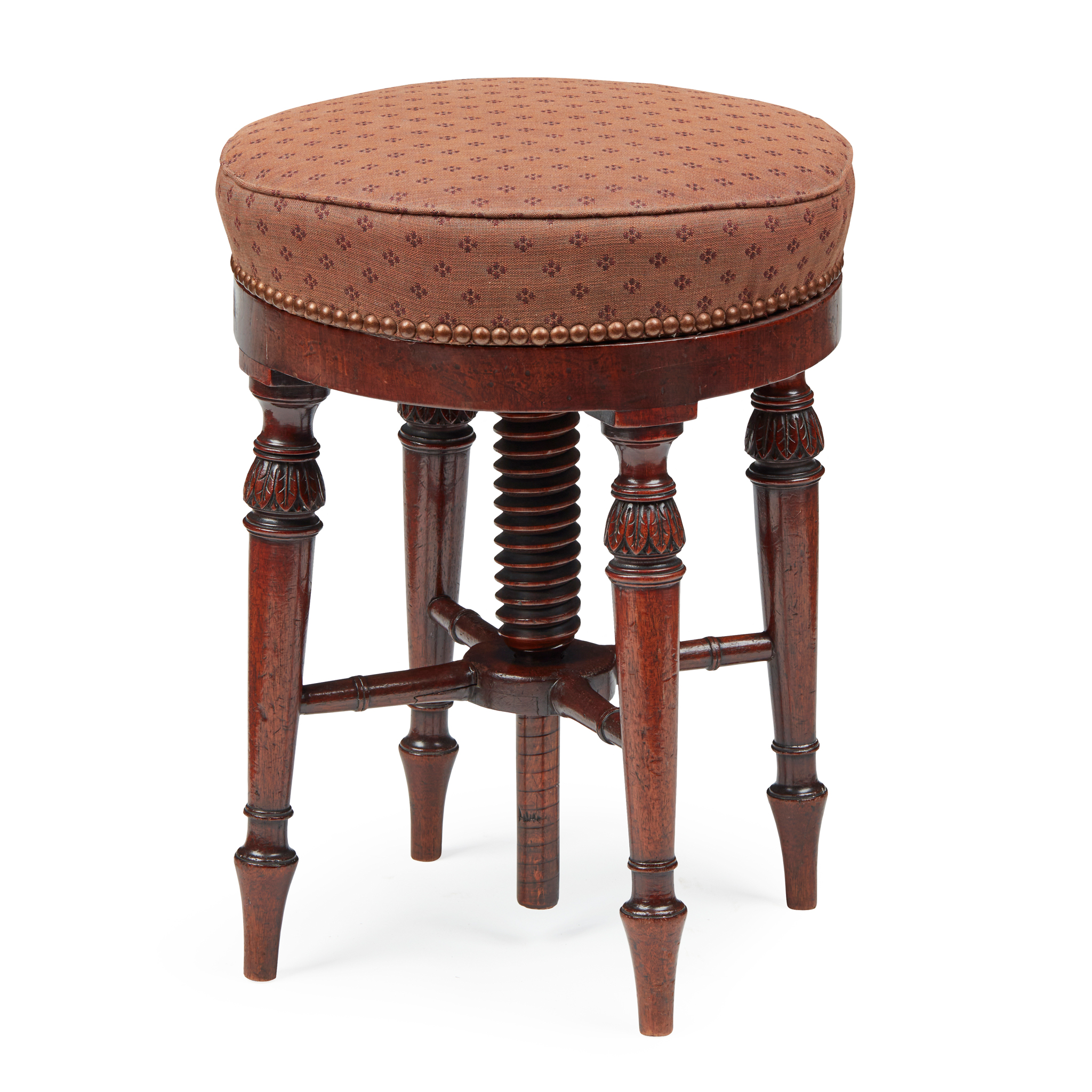 LATE GEORGE III MAHOGANY PIANO STOOL