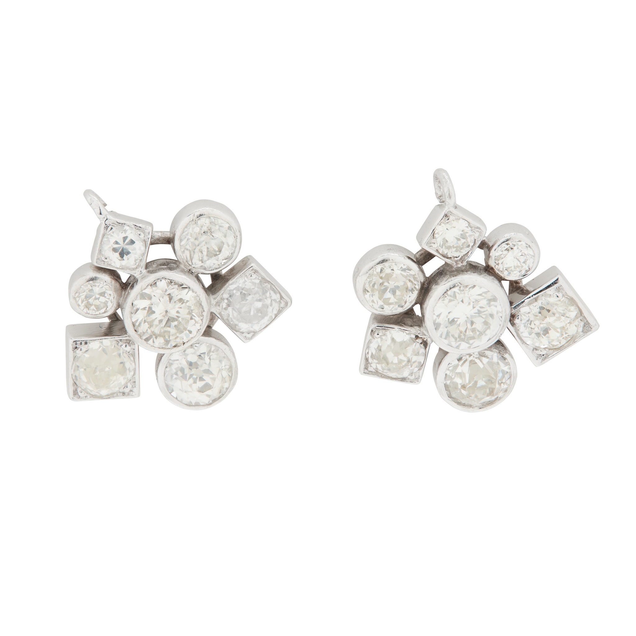 A pair of diamond cluster earrings
