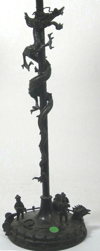 A pair of Japanese Meiji period bronze lamp bases