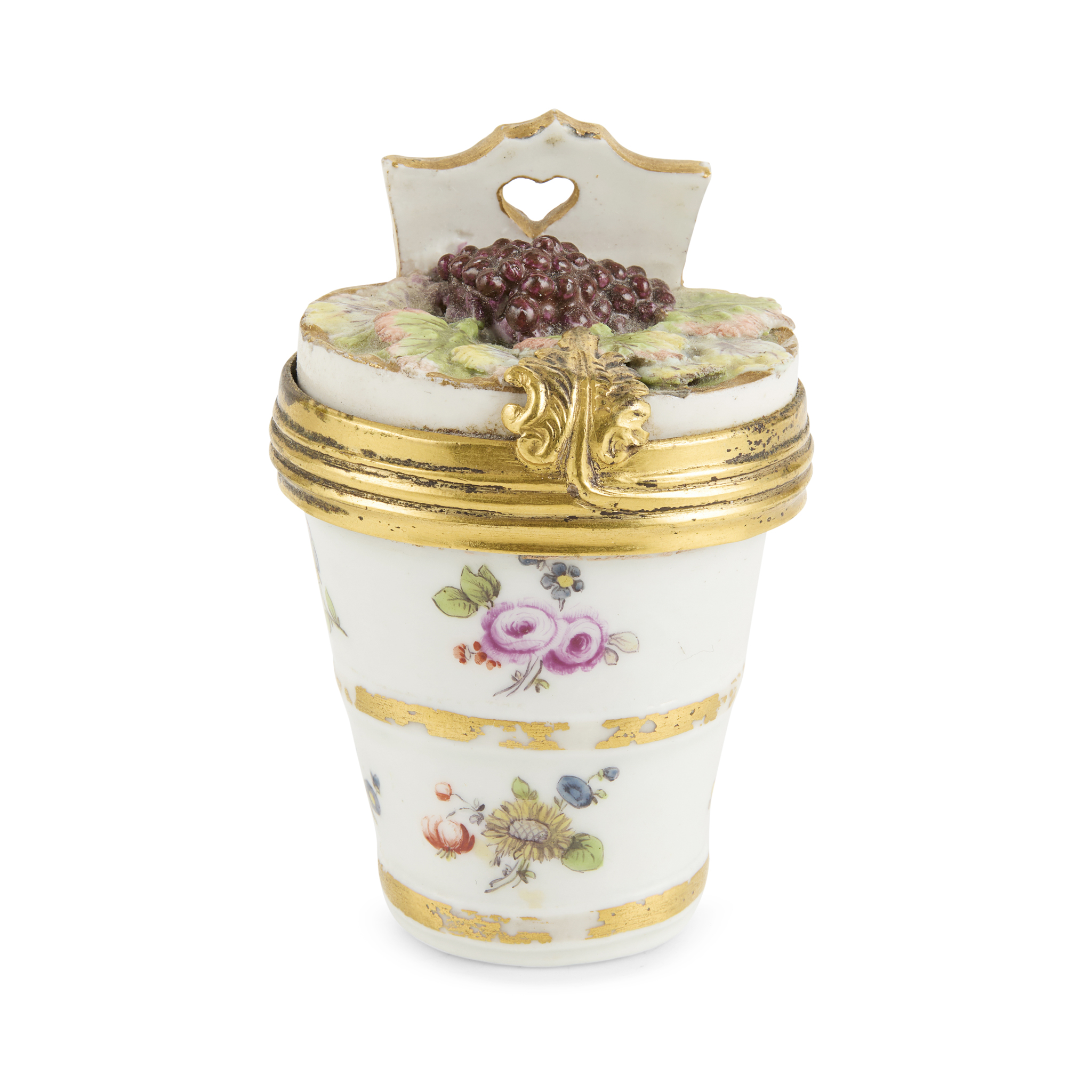 CONTINENTAL PORCELAIN GILT METAL MOUNTED PATCH BOX