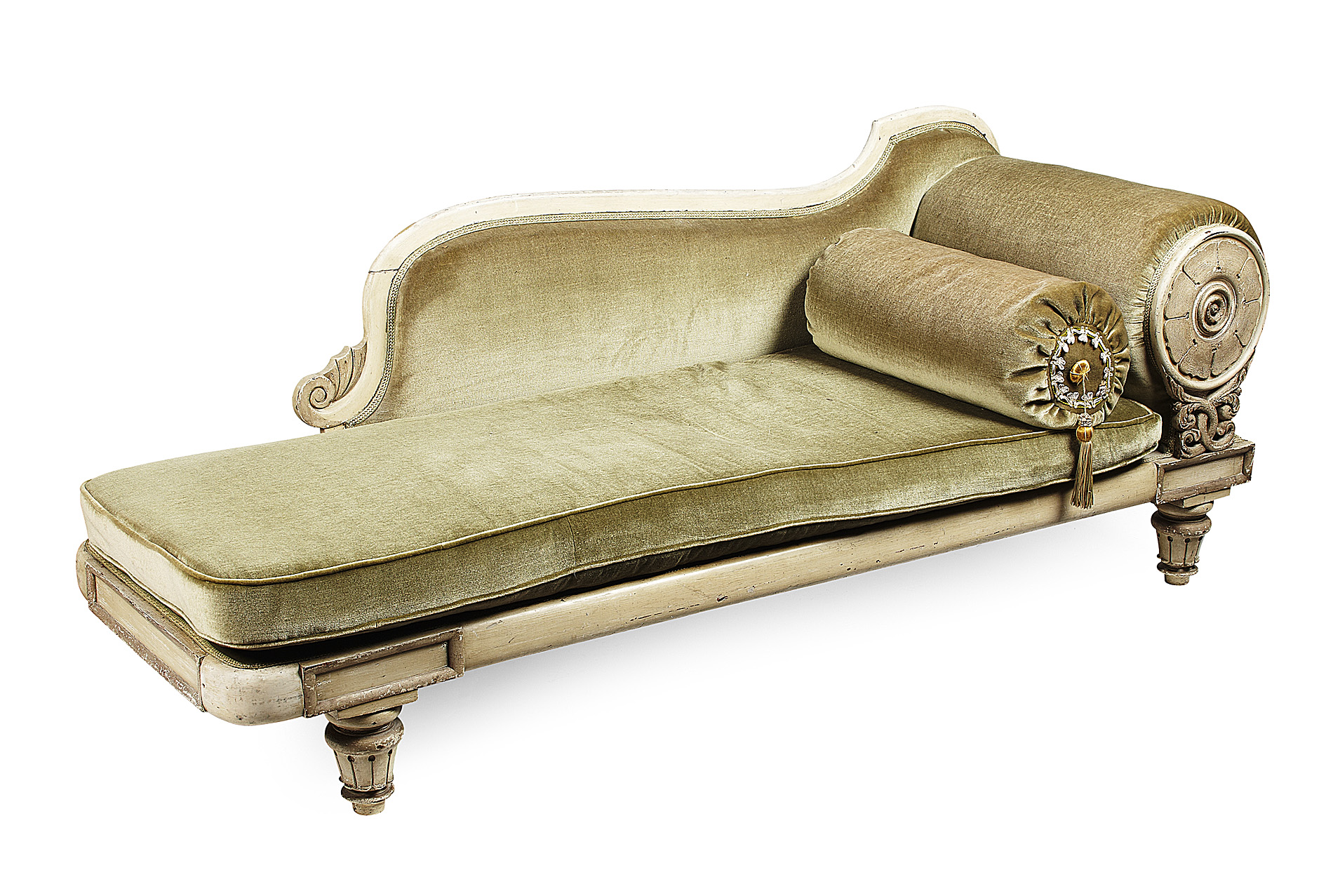 GEORGE IV WHITE PAINTED CHAISE LONGUE