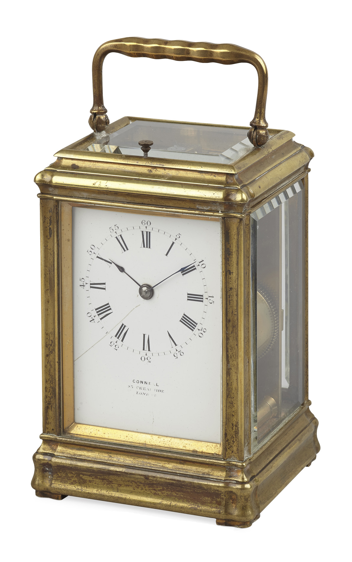 FRENCH CHIMING AND REPEATING BRASS CARRIAGE CLOCK
