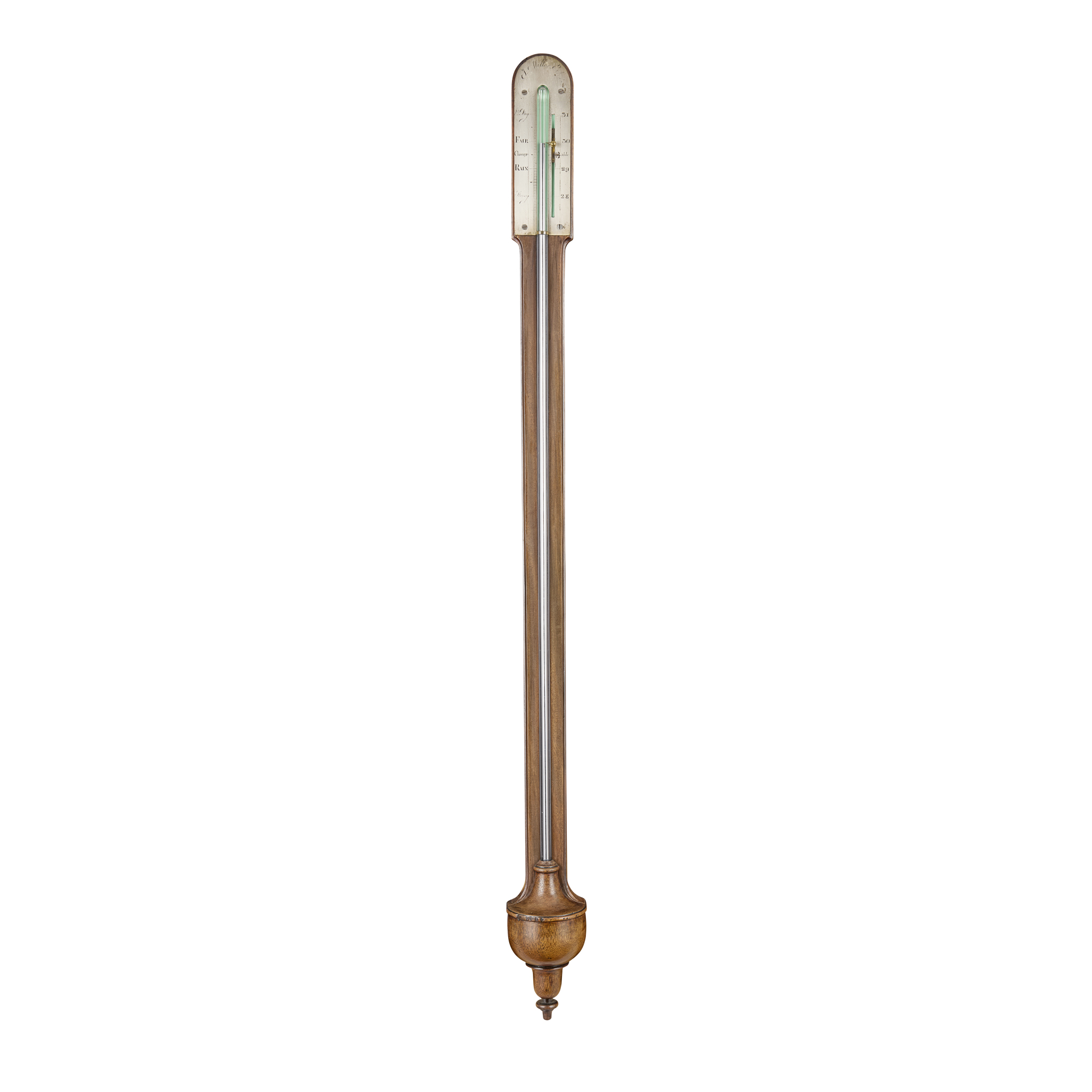 SCOTTISH GEORGE III MAHOGANY STICK BAROMETER, BY JOHN MILLER, EDINBURGH