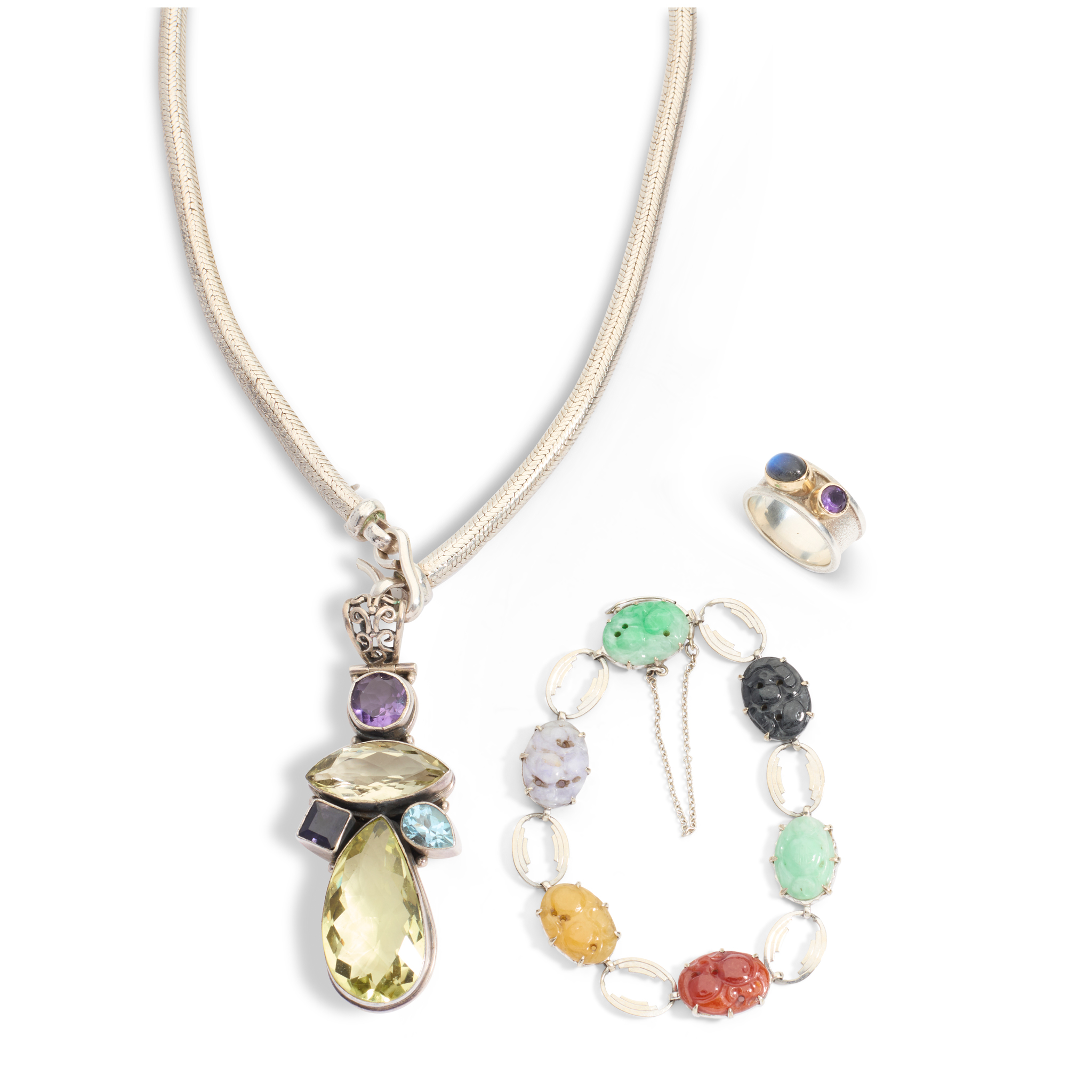 A collection of gem-set jewellery