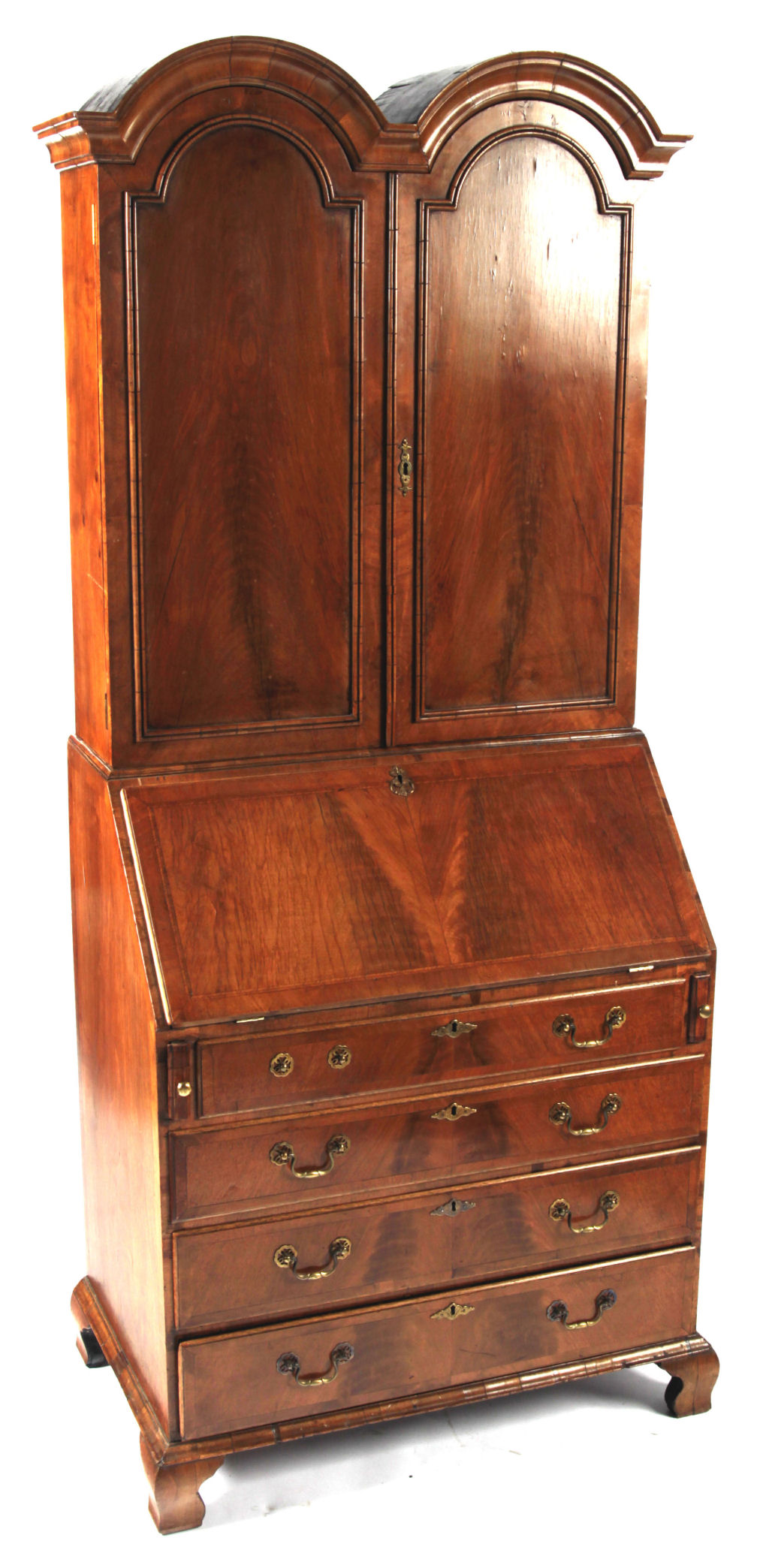 A Queen Anne style mahogany bureau bookcase