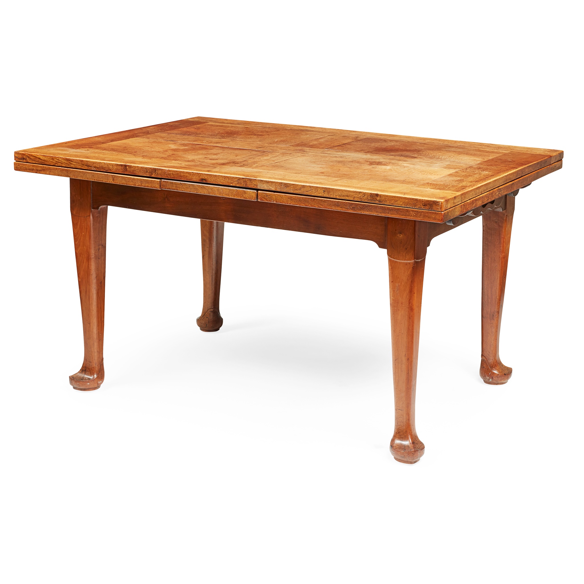 WALNUT DRAW LEAF DINING TABLE AND SIX WALNUT DINING CHAIRS, WHYTOCK & REID, EDINBURGH