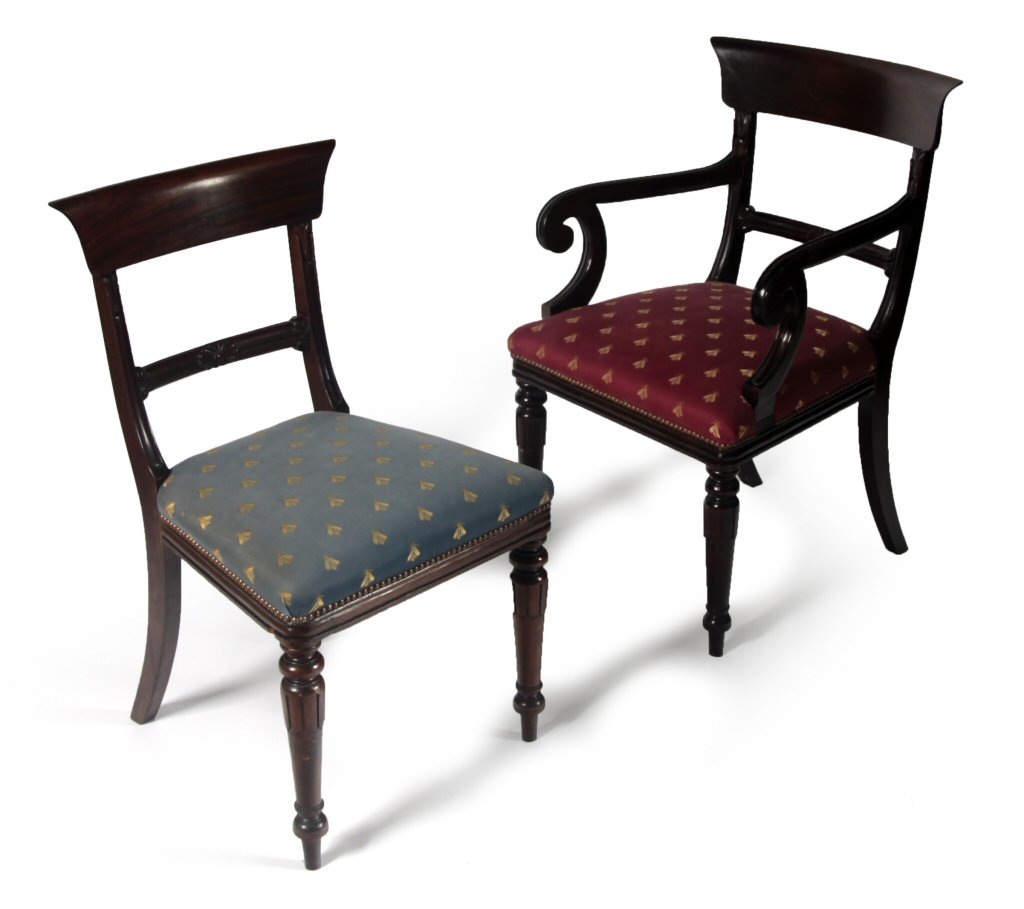 SET OF EIGHT REGENCY STYLE MAHOGANY DINING CHAIRS