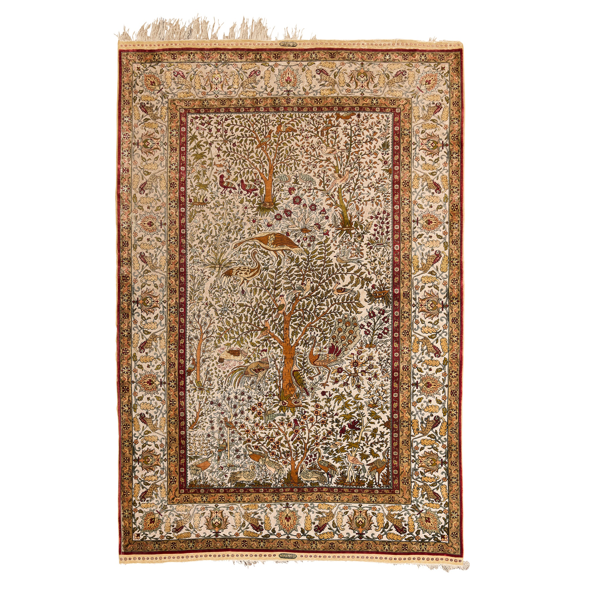FINE SILK AND METAL THREAD HEREKE RUG