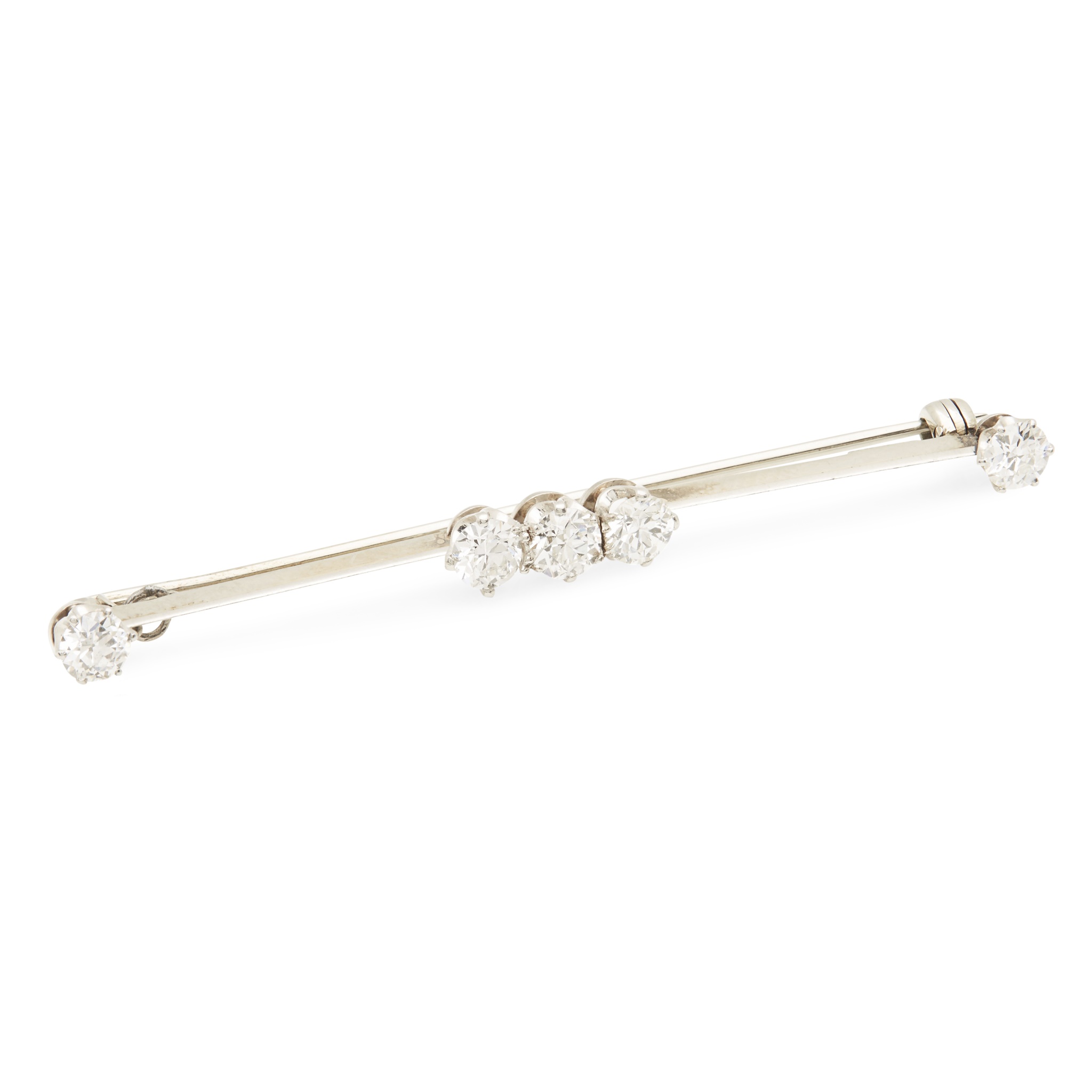 A five stone diamond set bar brooch