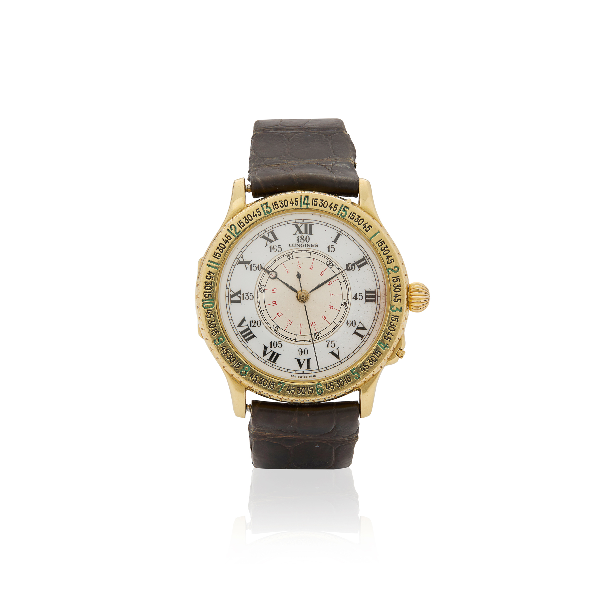 Longines. An unusual commemorative 18k gold automatic aviators wristwatch