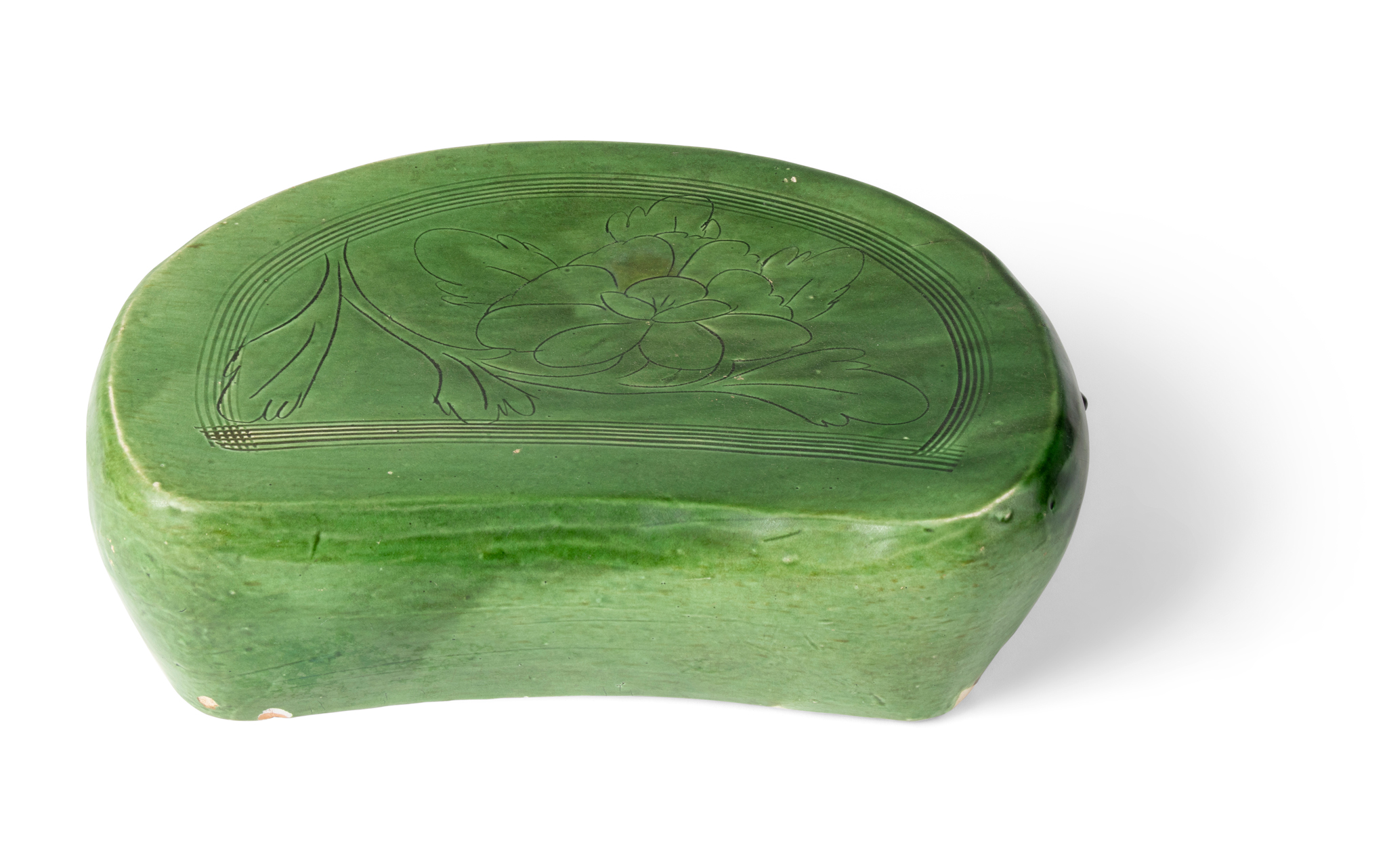 CHINESE GREEN-GLAZED POTTERY PILLOW