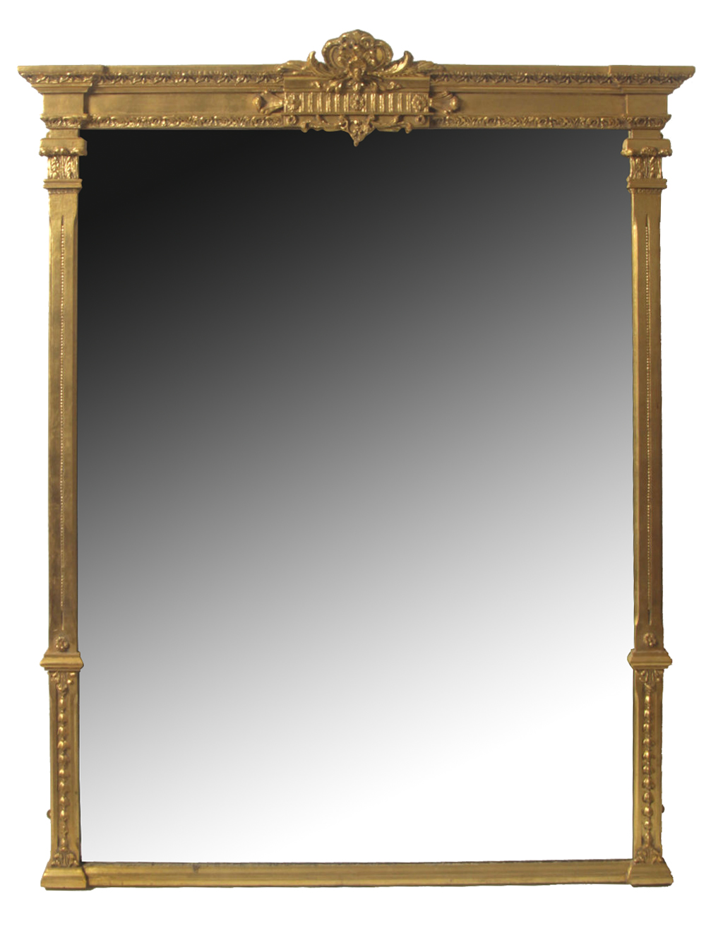 A late 20th century large portrait gilt overmantel mirror