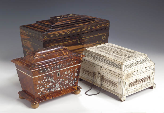 A Regency tortoiseshell tea caddy,