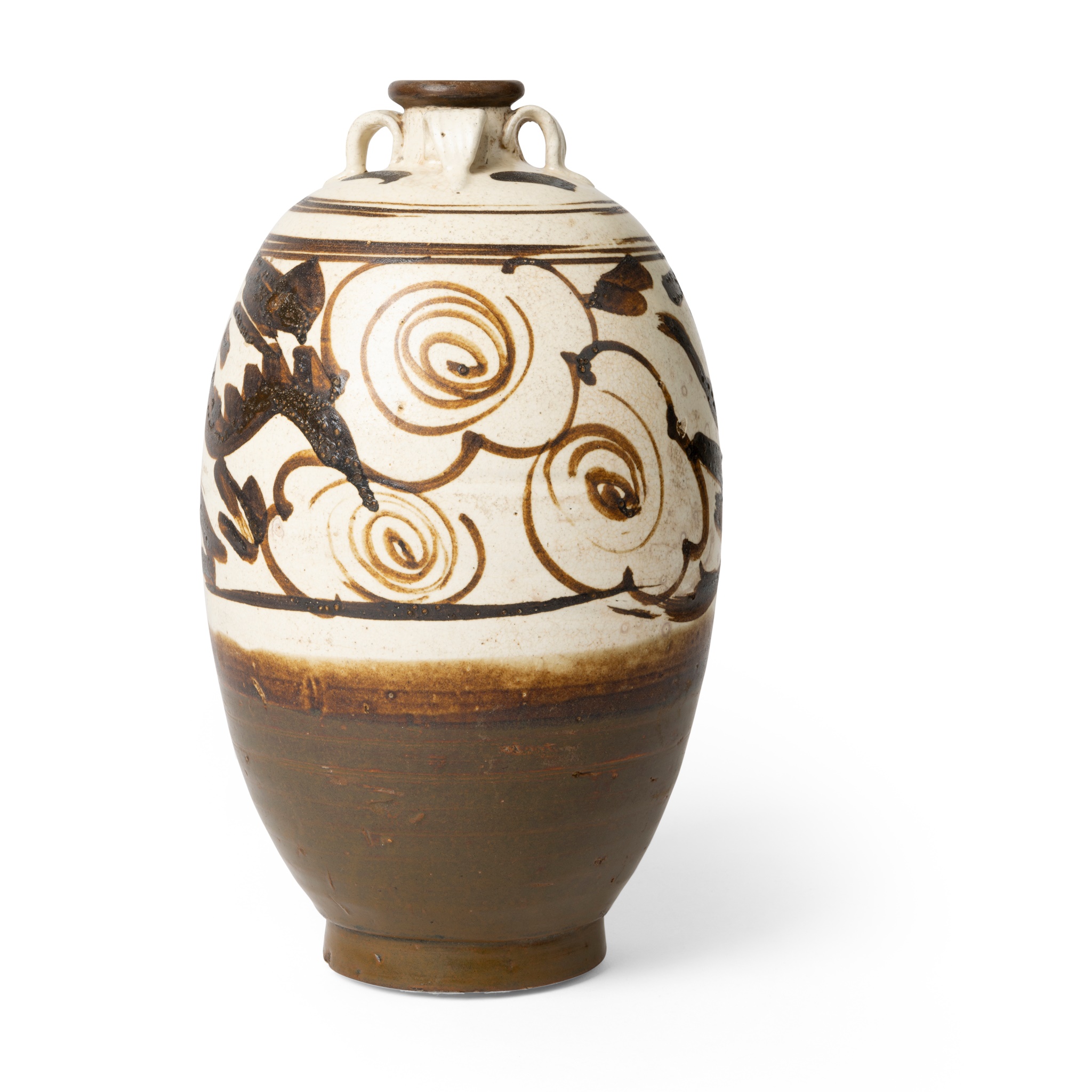 PAINTED CIZHOU 'FLOWER' HANDLED VASE