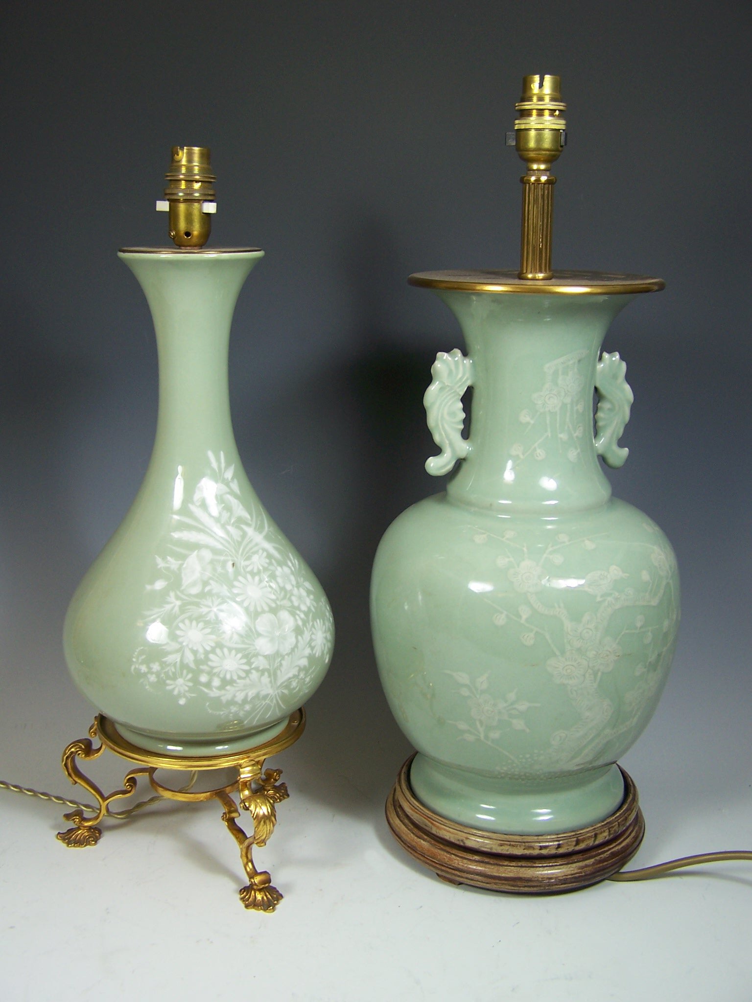 A celadon table lamp