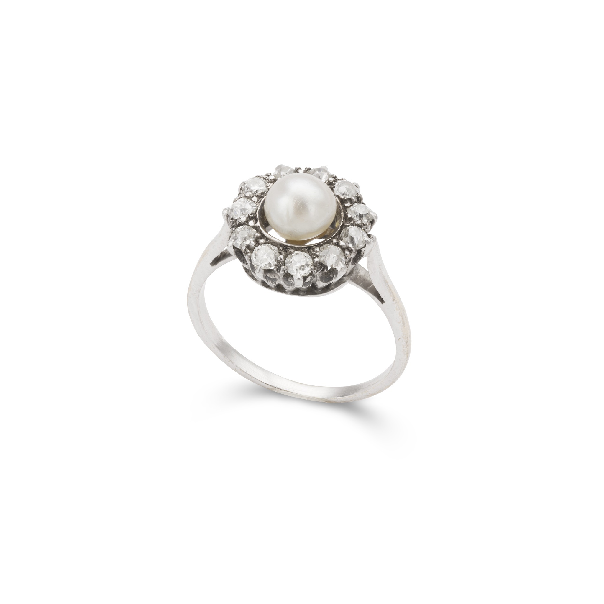 A pearl and diamond cluster ring