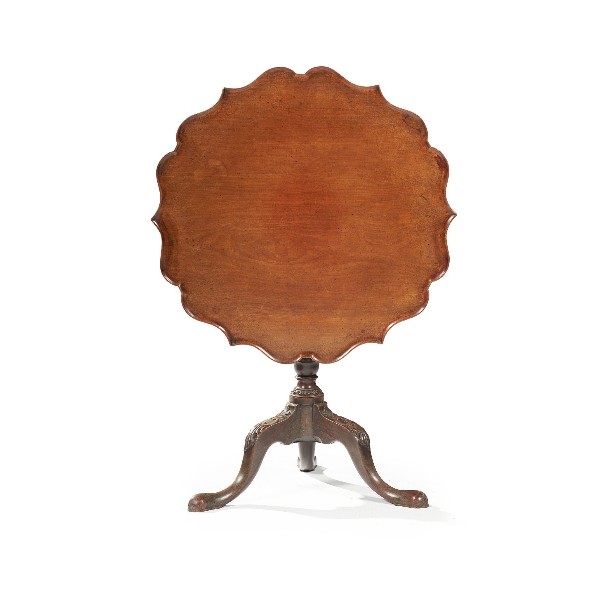 GEORGE III MAHOGANY PIECRUST TEA TABLE