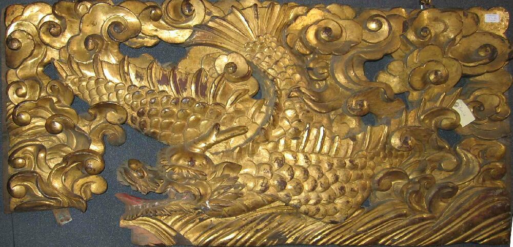 A 19th century Chinese giltwood panel