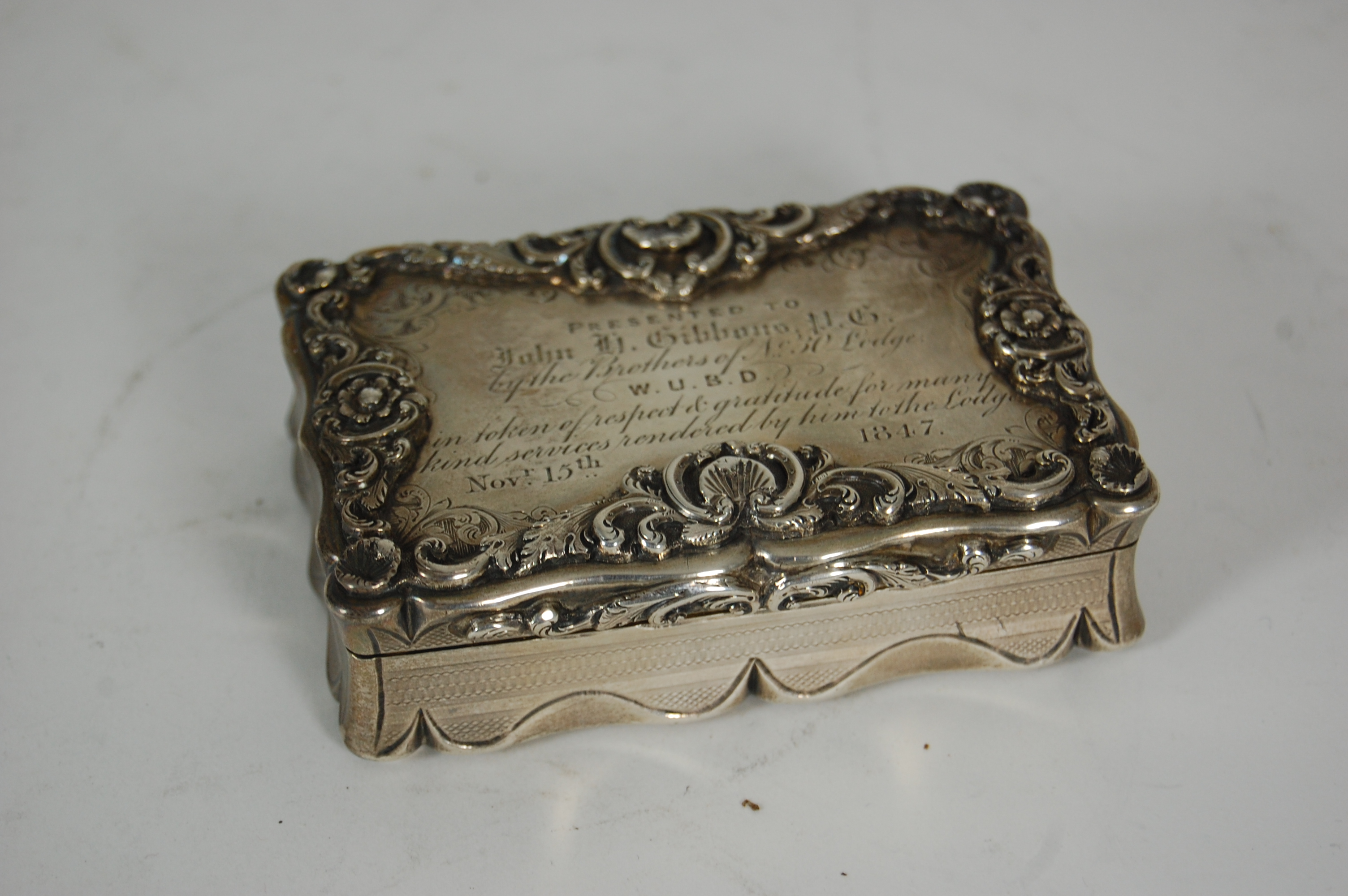 A Victorian masonic presentation snuff box