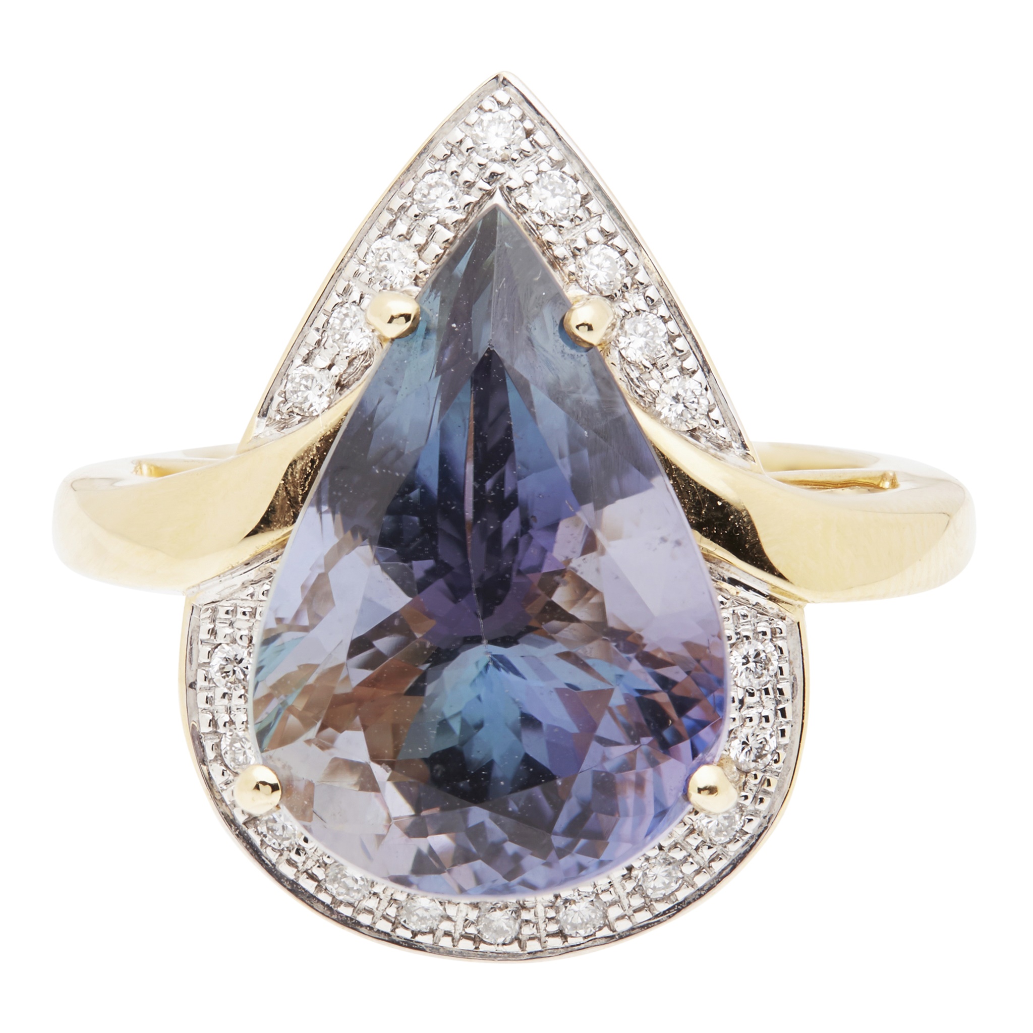 A zoisite and diamond set cocktail ring