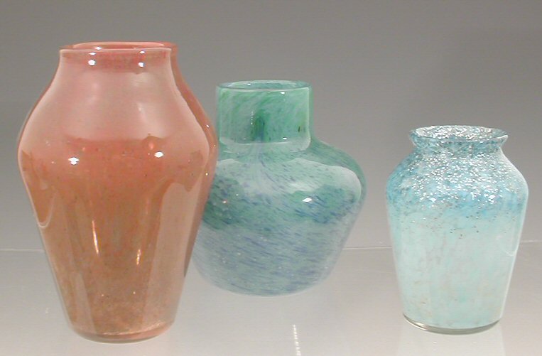 Three Monart glass vases,