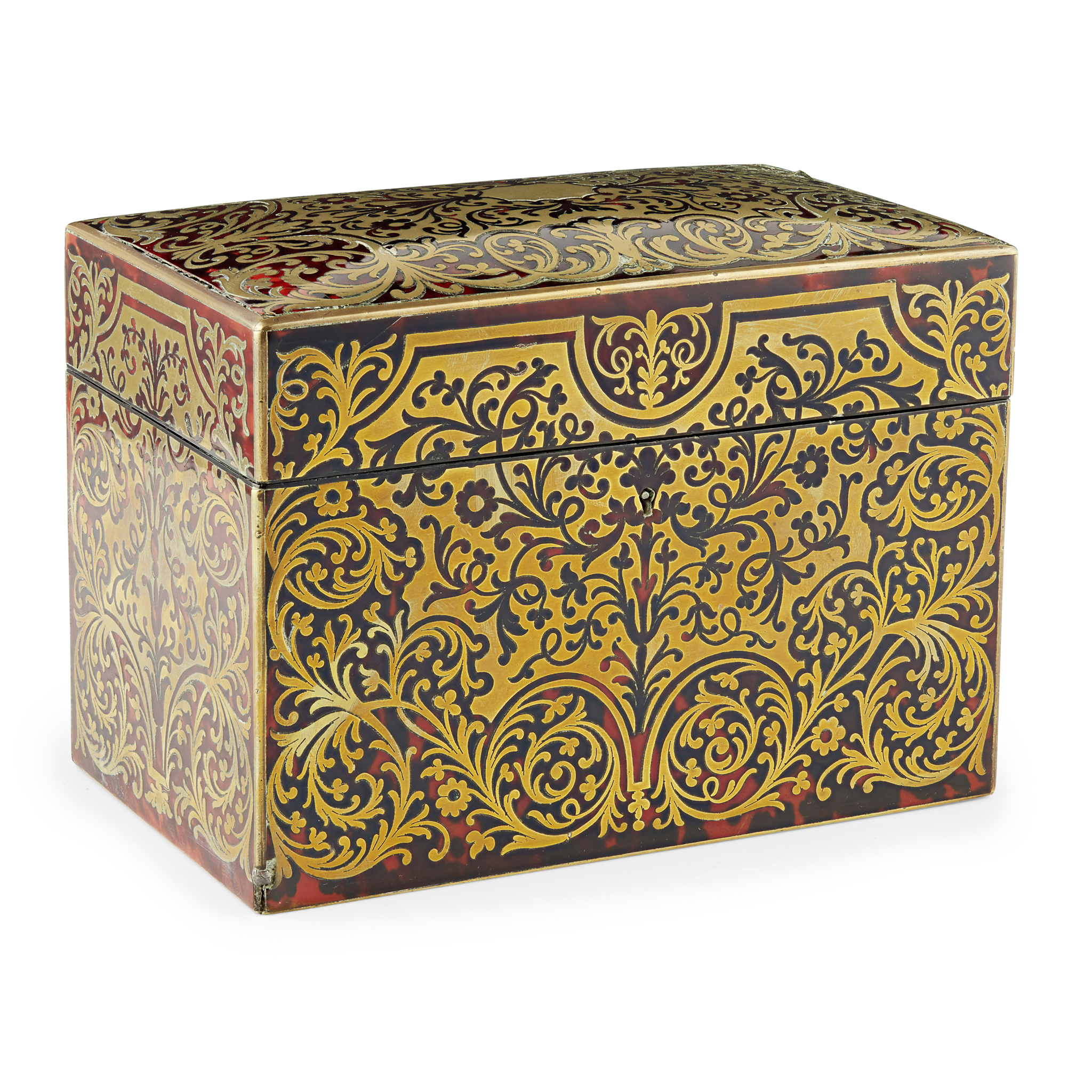 FRENCH BOULLE MARQUETRY AND ROSEWOOD TEA CADDY