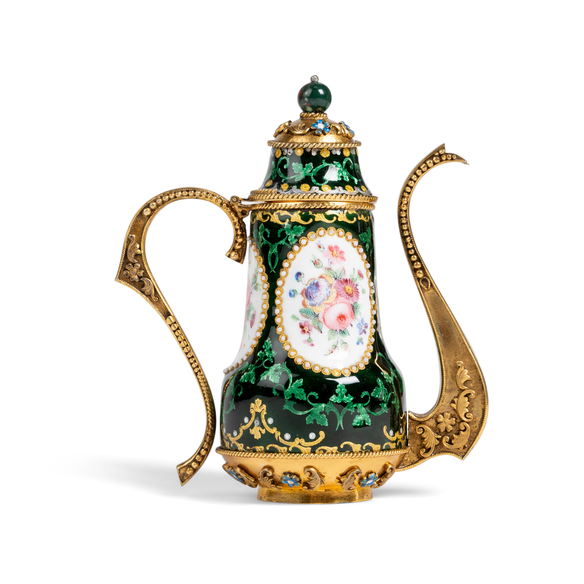 A RARE OTTOMAN SILVER GILT AND ENAMEL EWER MADE FOR THE RUSSIAN MARKET