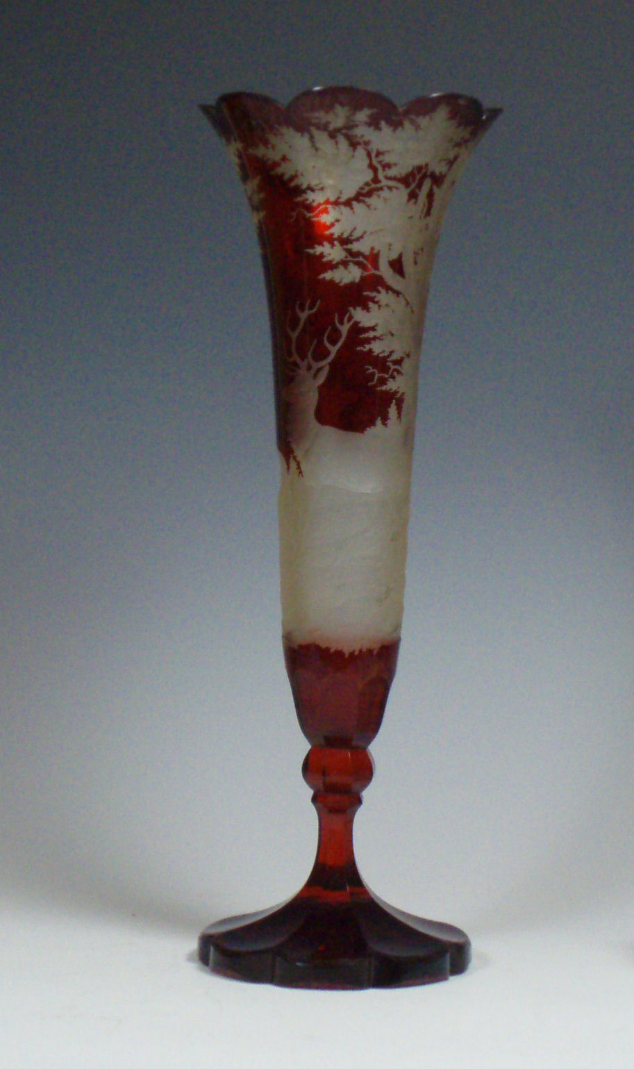 A late 19th century Bohemian ruby flash glass vase