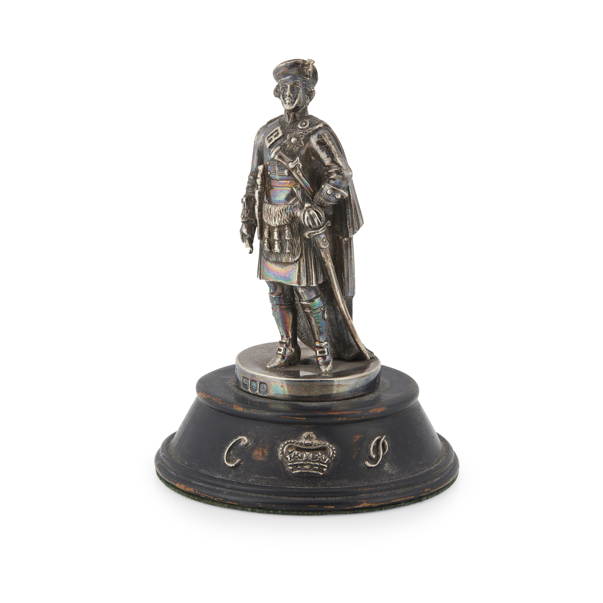 A CAST SILVER FIGURE OF BONNIE PRINCE CHARLIE